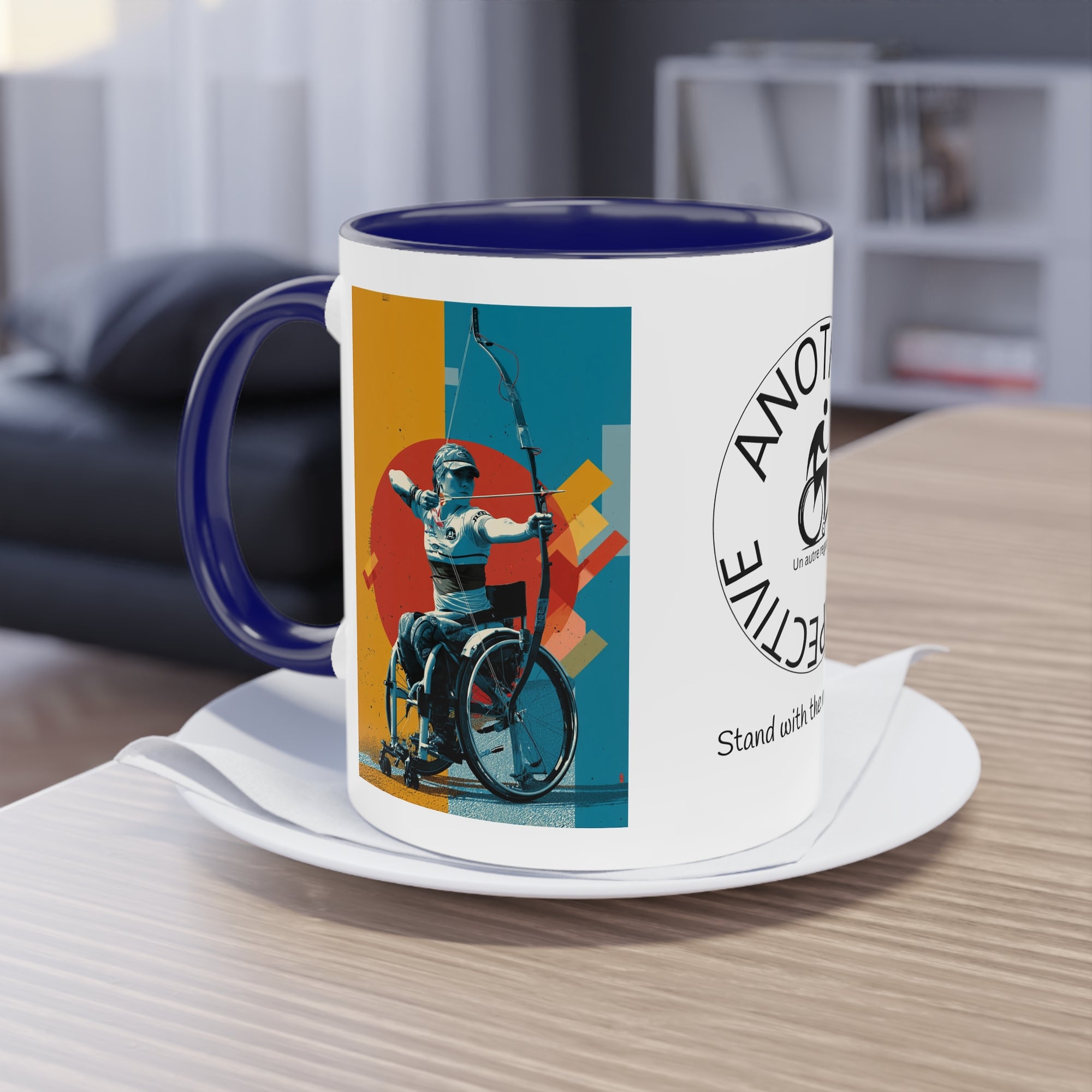 Dynamic Two-Tone Coffee Mug Archery,  Ideal Gift for Athletes, Motivational Morning Caffeine Boost, Sports Lover Cup