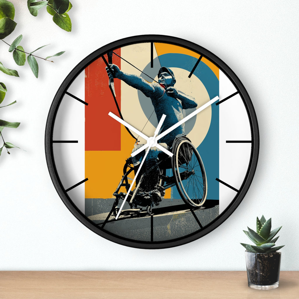 Motivational Sports Archery Wall Clock, Inspirational Decor for Athletes, Fitness Gift, Perfect for Home Gym, Competition, or Office