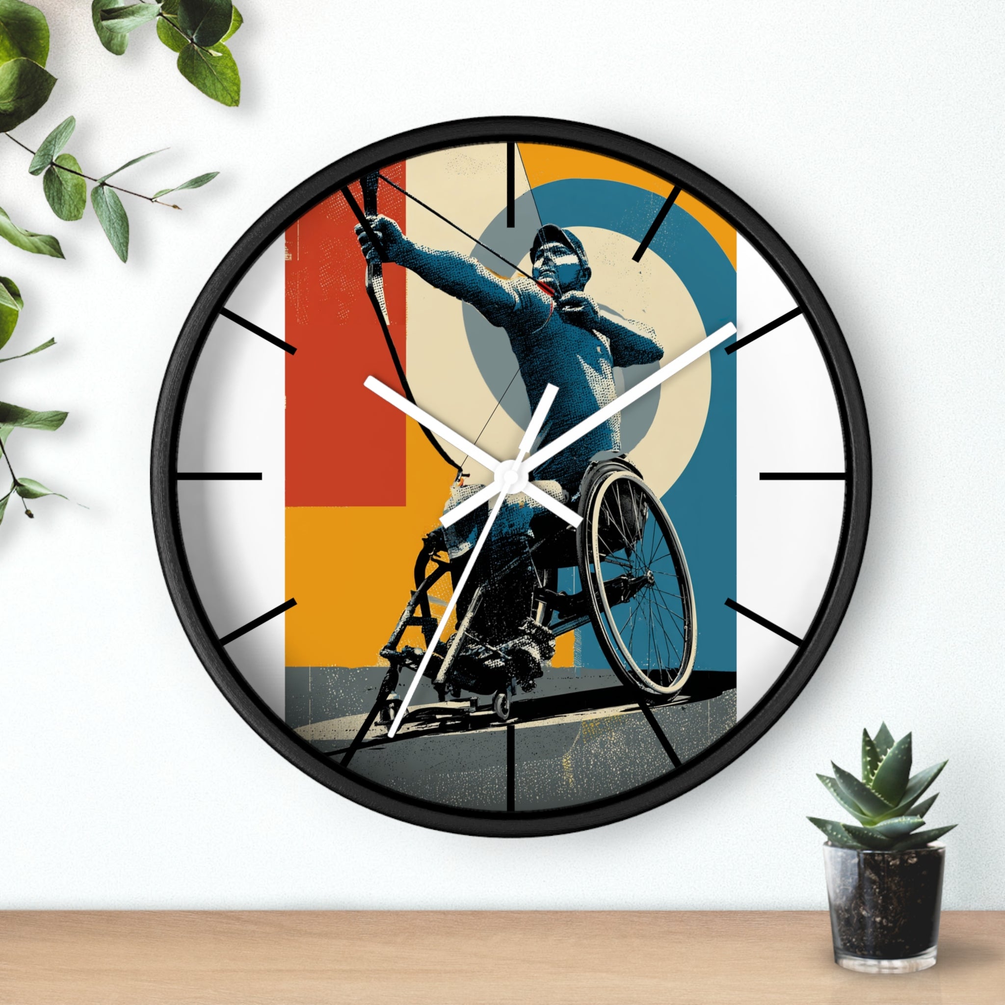 Motivational Sports Archery Wall Clock, Inspirational Decor for Athletes, Fitness Gift, Perfect for Home Gym, Competition, or Office