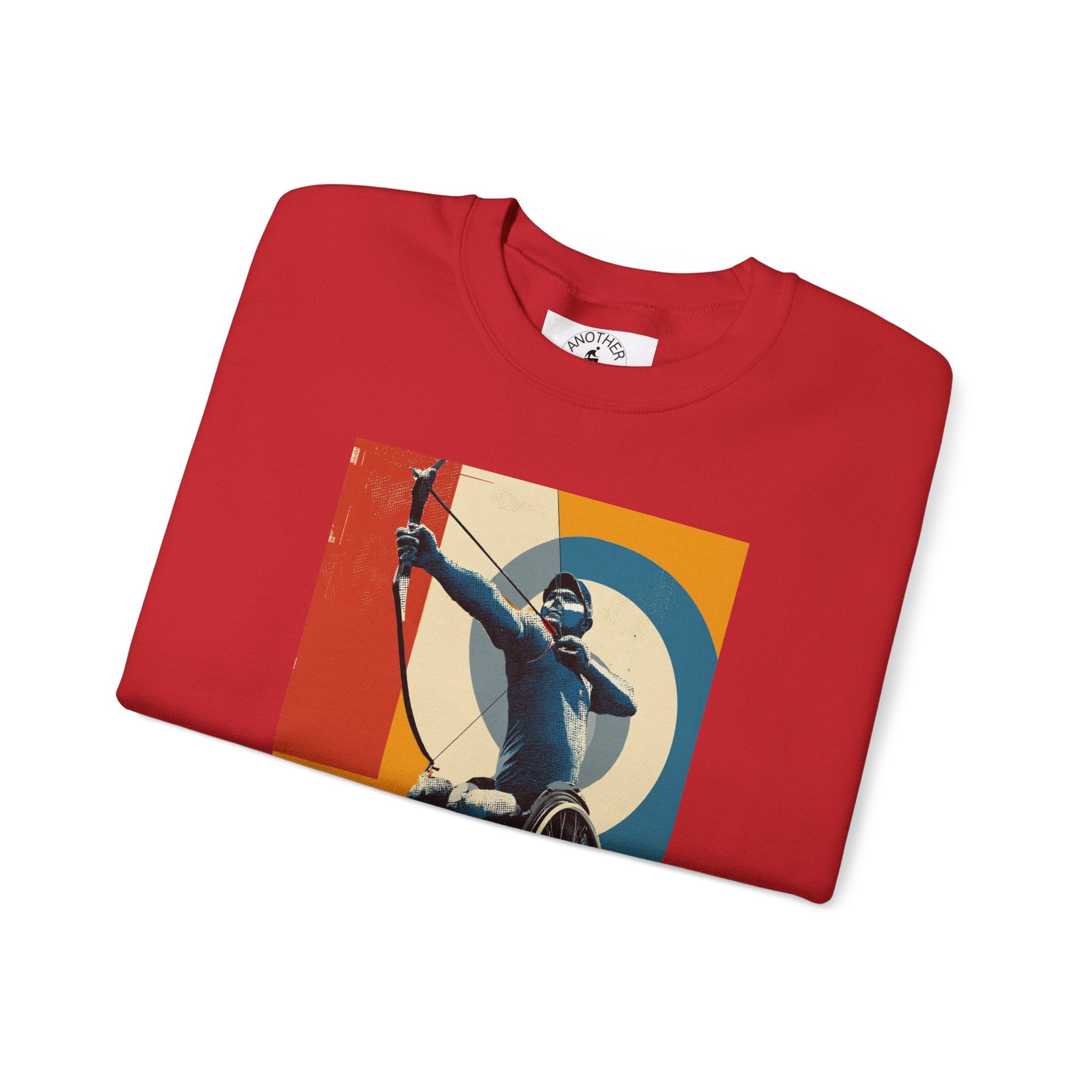 Inclusive WheelChair Archery Sports Themed Sweatshirt for Empowerment, Unisex Heavy Blend Crewneck, Inspirational Gift for Activists