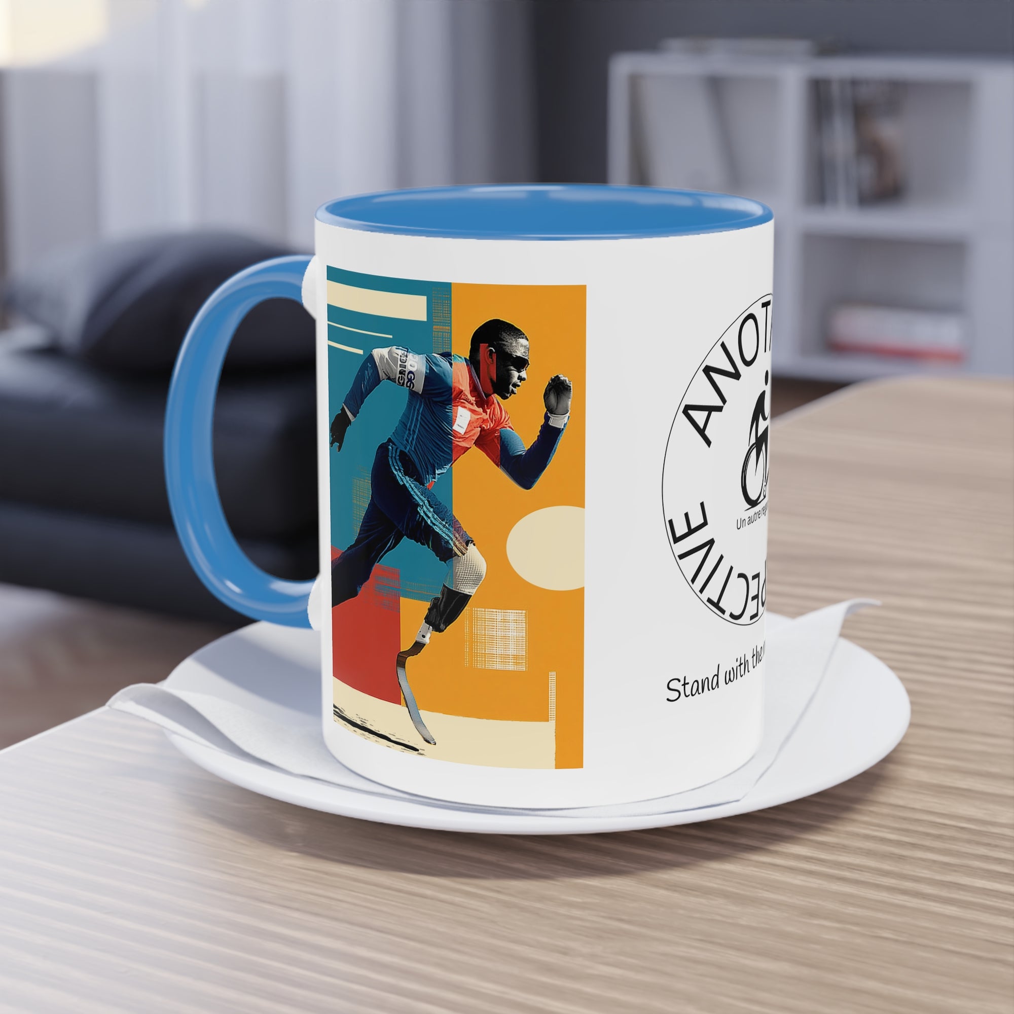 Dynamic Two-Tone Coffee Mug Course, Drinkware, Ideal Gift for Athletes, Motivational Morning Caffeine Boost, Sports Lover Cup