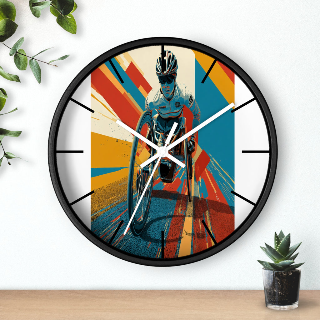 Motivational Sports Wheelchair Wall Clock, Inspirational Decor for Athletes, Fitness Gift, Perfect for Home Gym, Competition, or Office