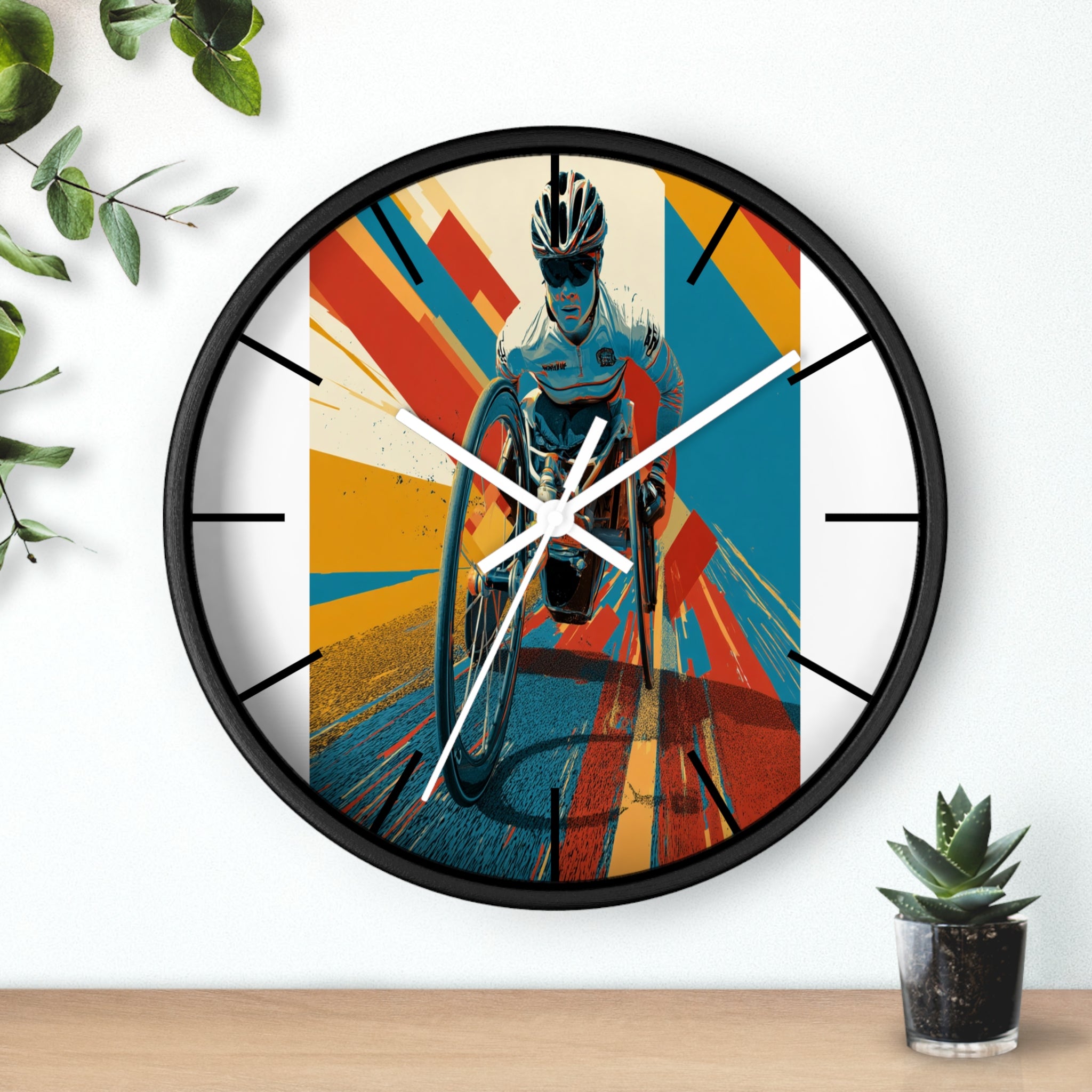 Motivational Sports Wheelchair Wall Clock, Inspirational Decor for Athletes, Fitness Gift, Perfect for Home Gym, Competition, or Office