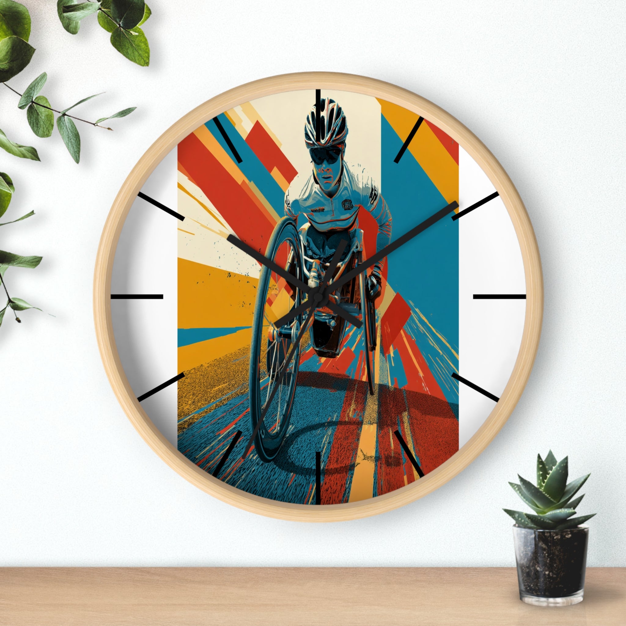 Motivational Sports Wheelchair Wall Clock, Inspirational Decor for Athletes, Fitness Gift, Perfect for Home Gym, Competition, or Office
