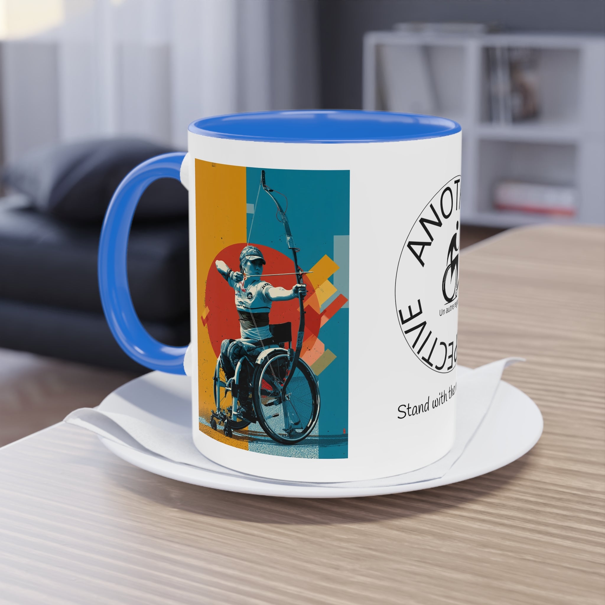 Dynamic Two-Tone Coffee Mug Archery,  Ideal Gift for Athletes, Motivational Morning Caffeine Boost, Sports Lover Cup