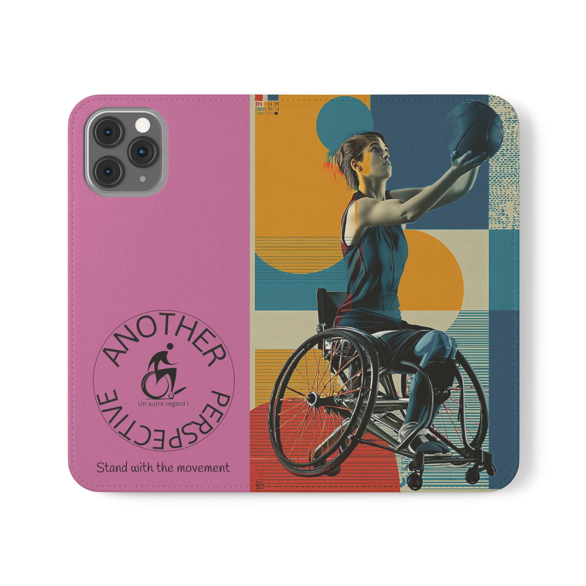 Sporty Flip Case for Wheelchair Basket Athletes, Phone Cover, Active Lifestyle Accessory, Gift for Sports Lovers, Personalized Case