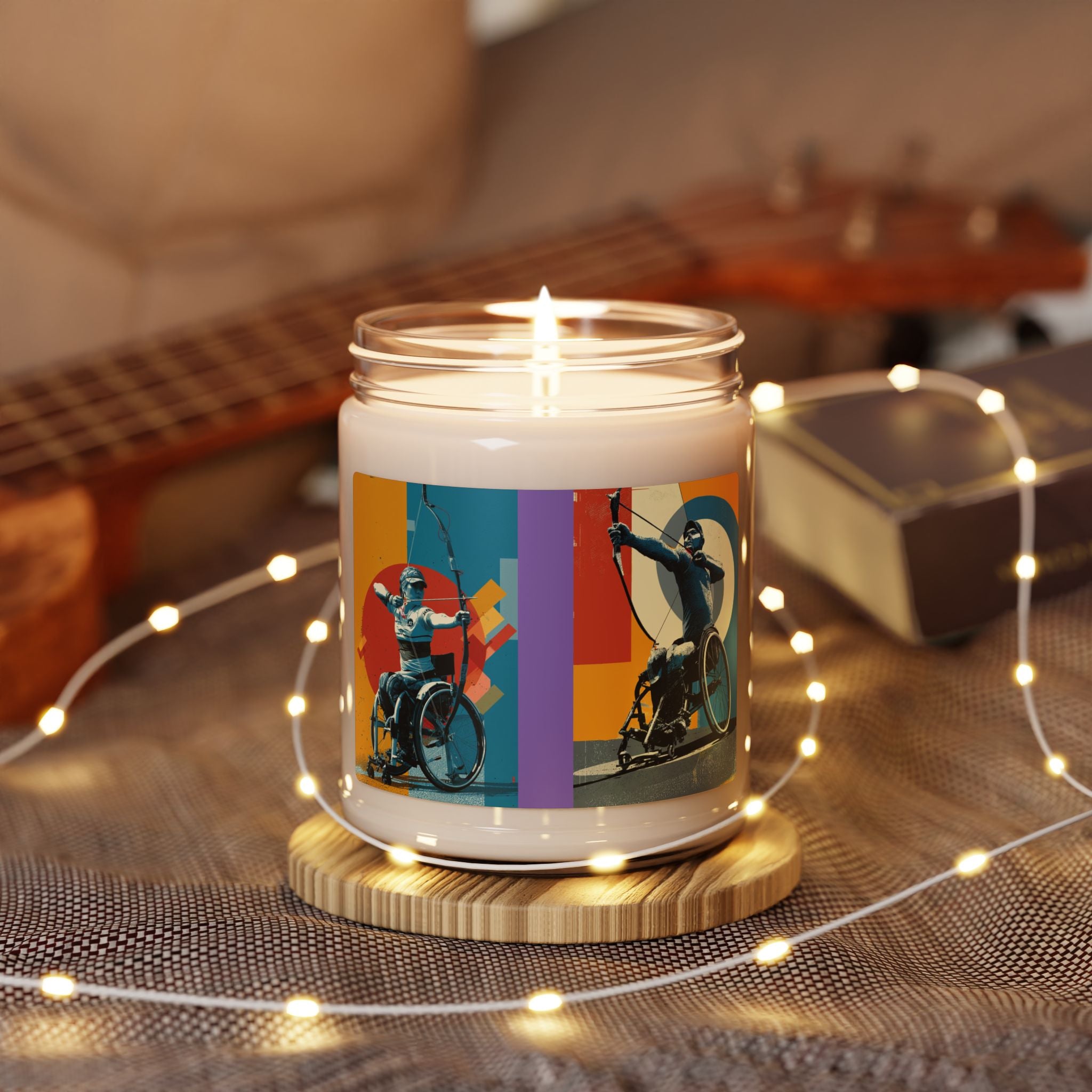 Artistic Wheelchair Archery Scented Candle - Relaxation Decor for Sports Lovers, Candles for Gifts, Home Fragrance, Unique Gifts
