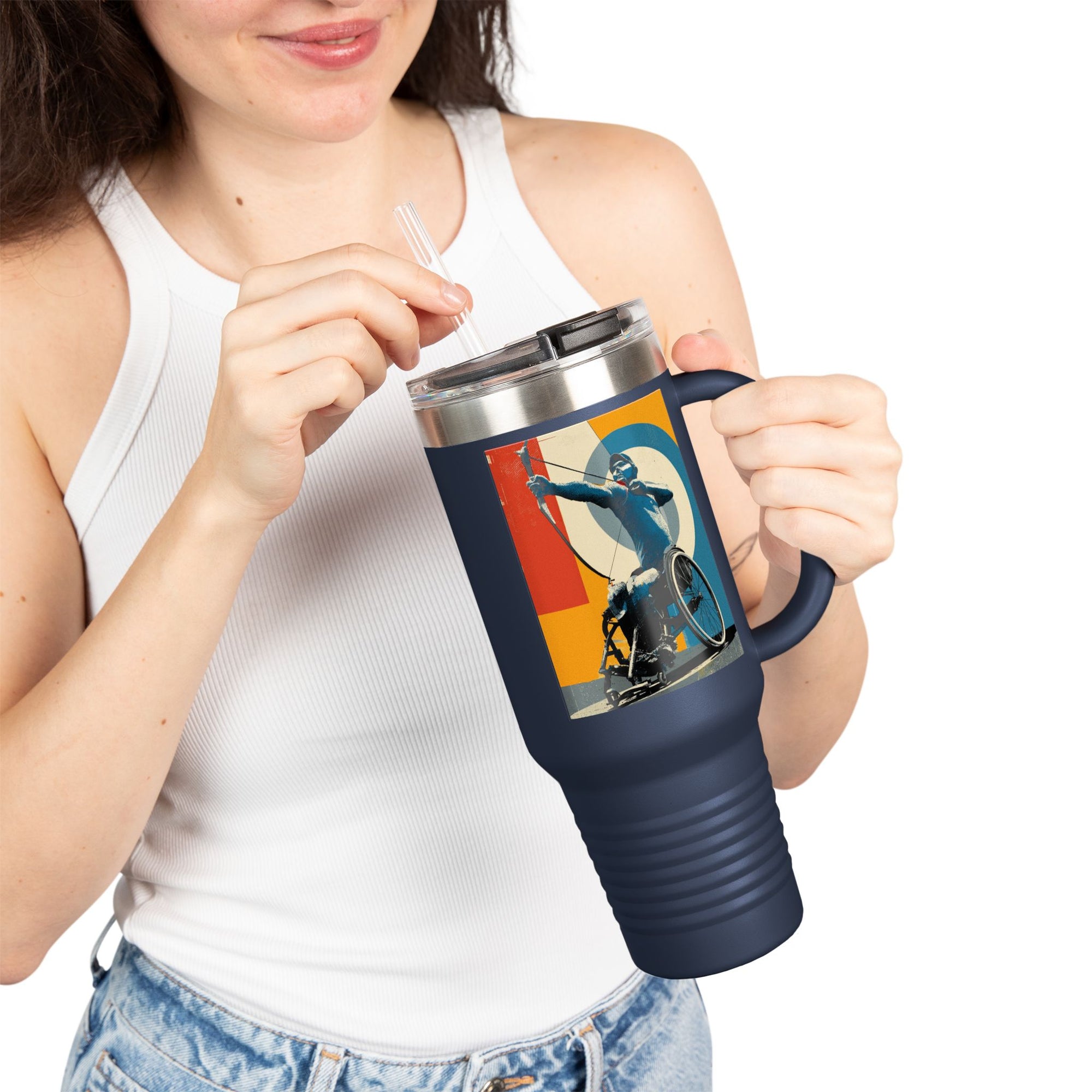 Vibrant Insulated Travel Mug for On-the-Go Coffee Lovers, Motivational Mug, Daily Hydration, Sports Enthusiast Gift