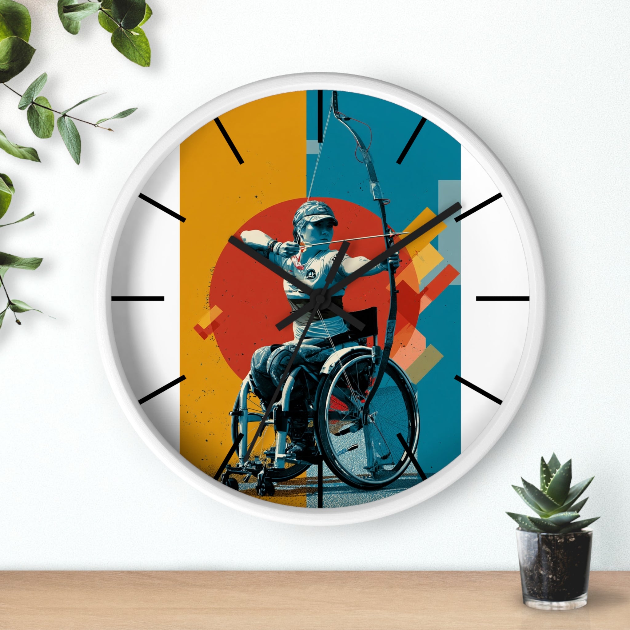 Motivational Sports Archery Wall Clock, Inspirational Decor for Athletes, Fitness Gift, Perfect for Home Gym, Competition, or Office