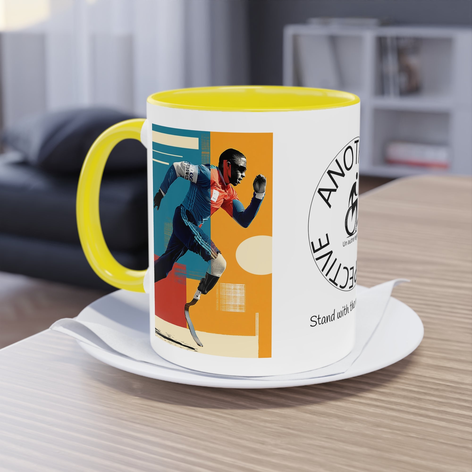 Dynamic Two-Tone Coffee Mug Course, Drinkware, Ideal Gift for Athletes, Motivational Morning Caffeine Boost, Sports Lover Cup