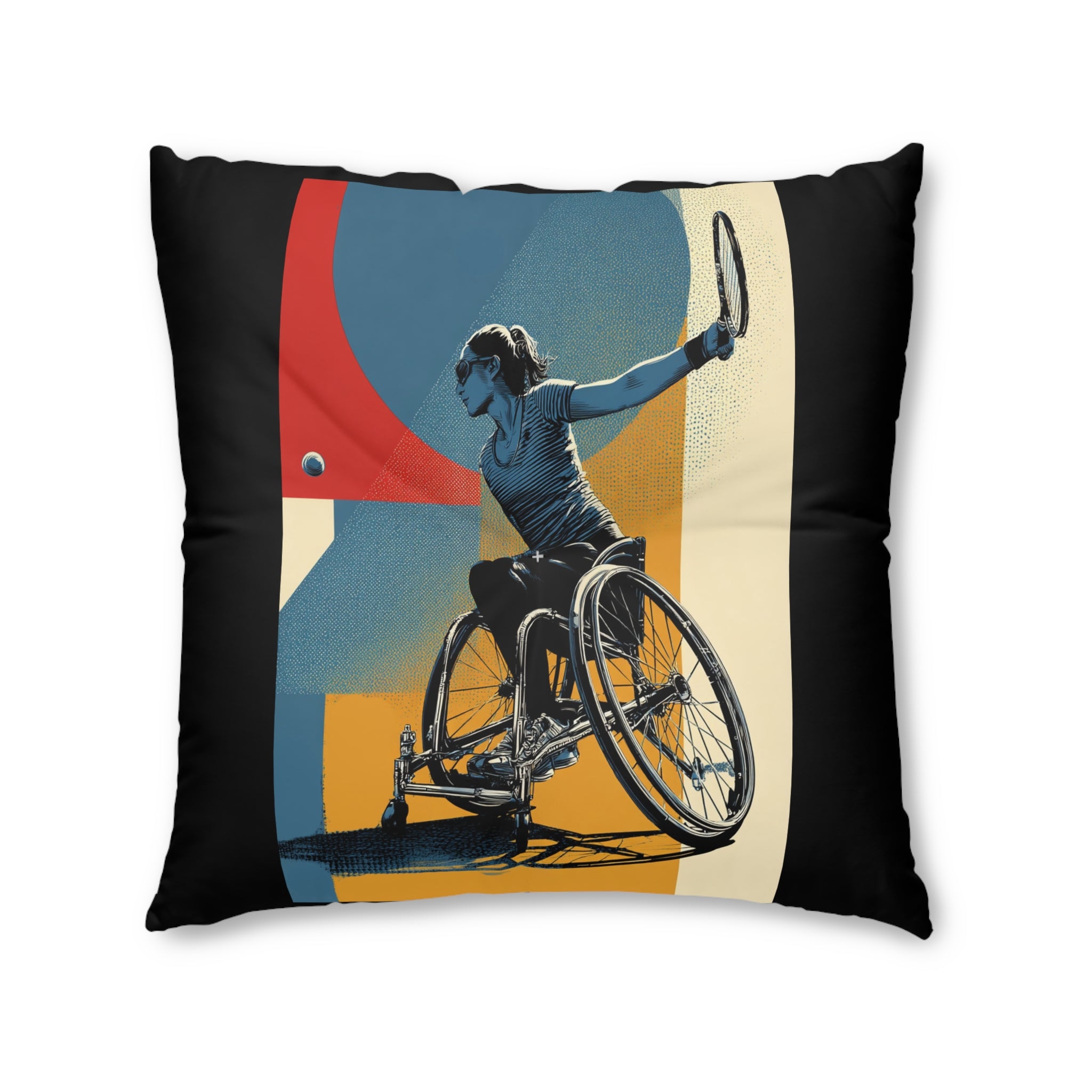 Dynamic Tufted Floor Pillow, Sports Course Decor, Active Lifestyle Cushion, Athlete Gift, Home Accent, Modern Throw Pillow