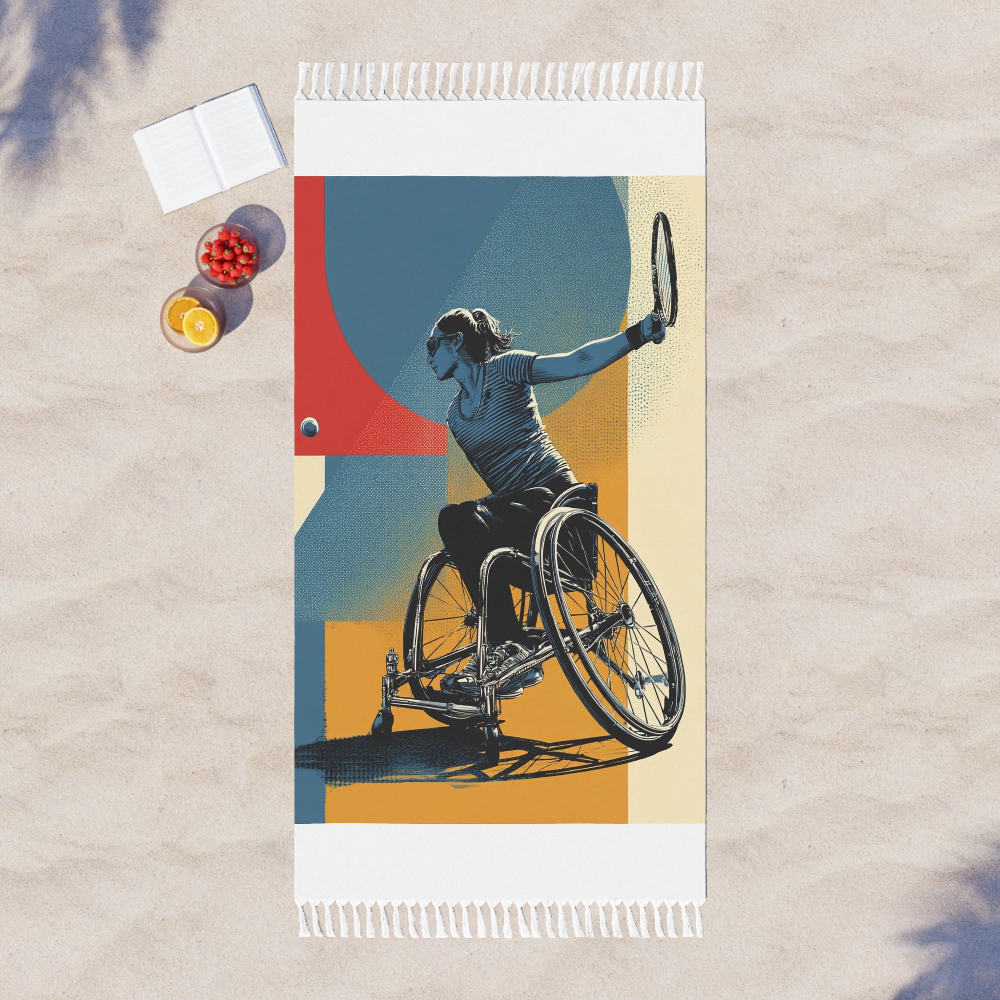 Boho Beach Towel - Vibrant Tennis Design for Beach Days, Summer Fun, Gym Workout, Poolside Lounging, Outdoor Adventures