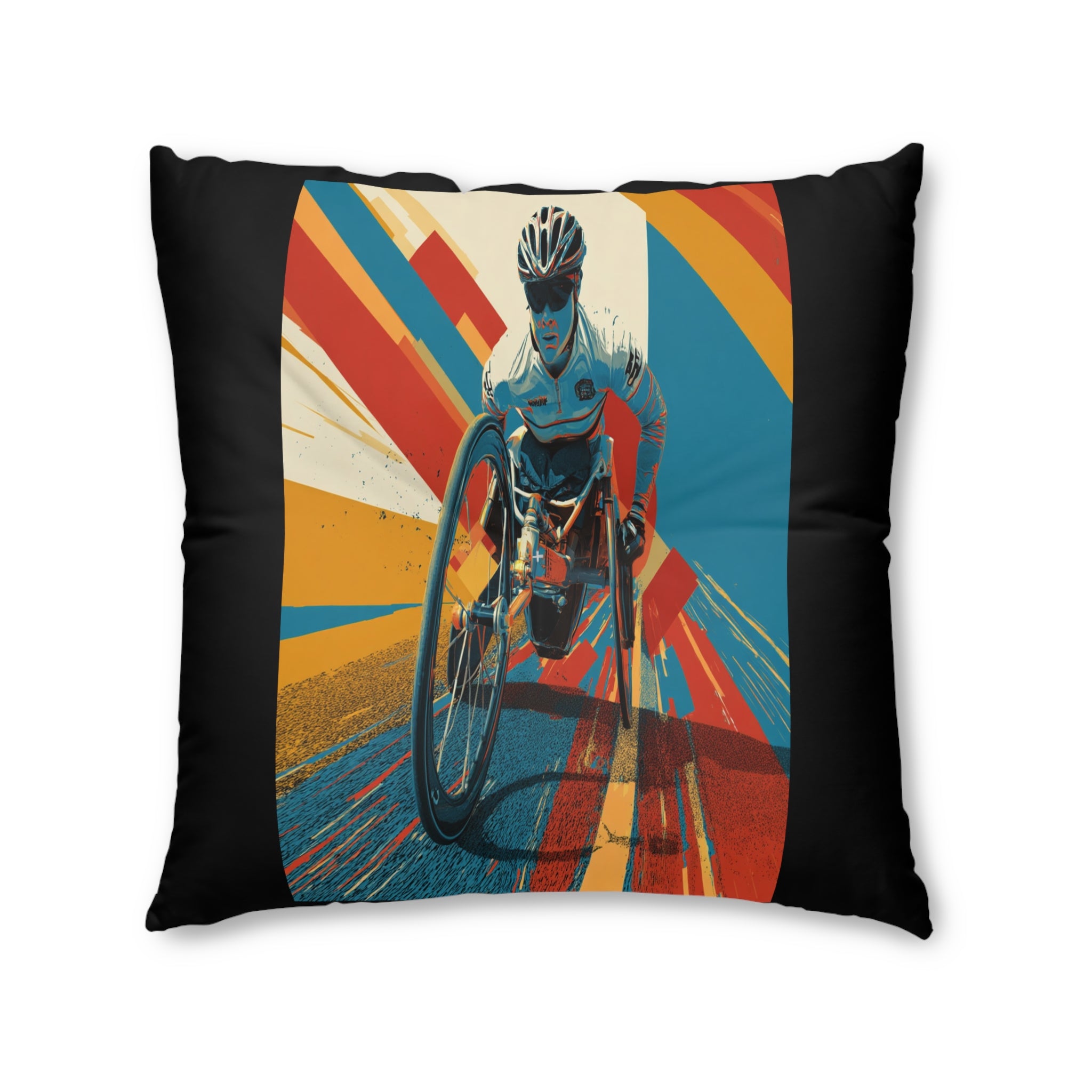 Dynamic Tufted Floor Pillow, Sports Course Decor, Active Lifestyle Cushion, Athlete Gift, Home Accent, Modern Throw Pillow