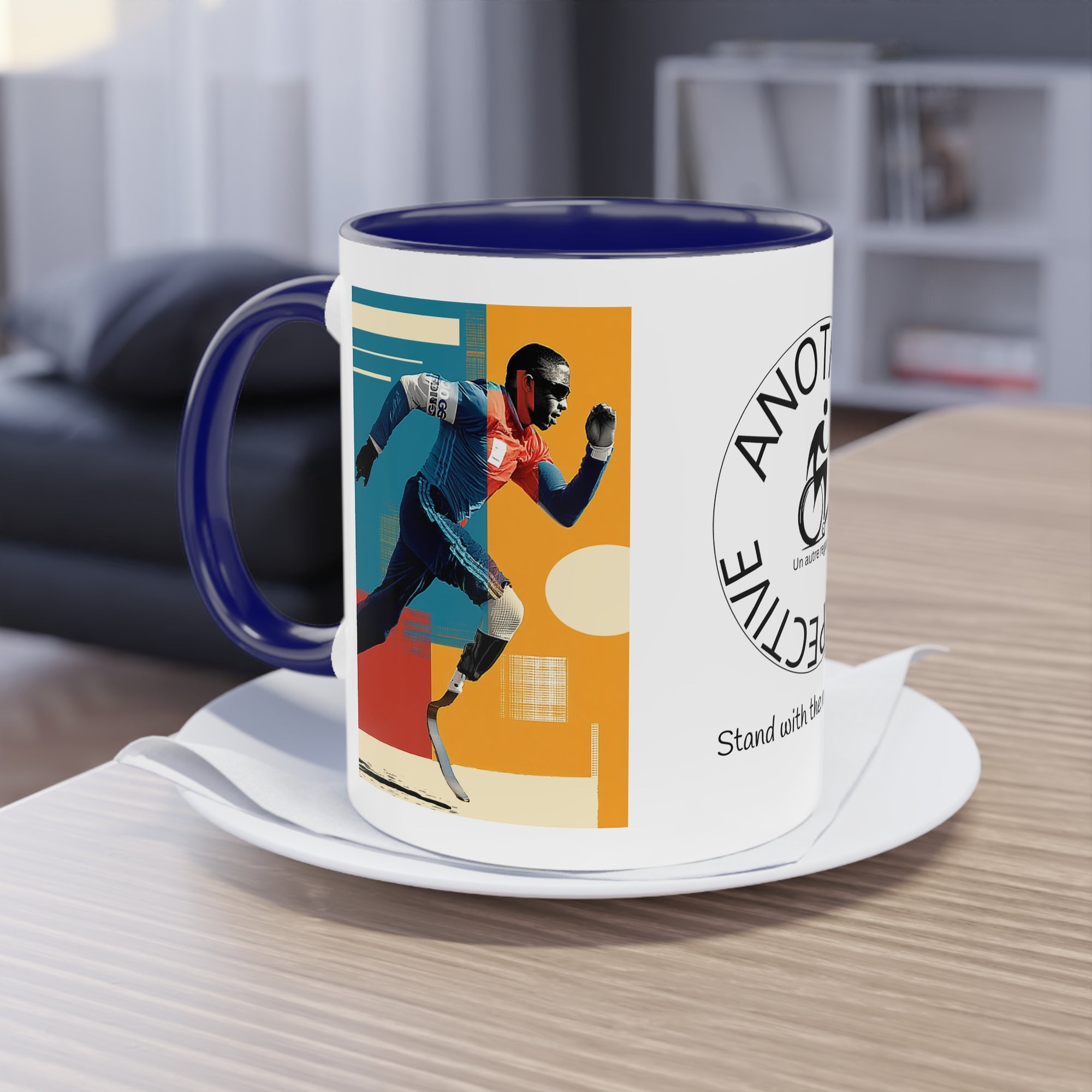 Dynamic Two-Tone Coffee Mug Course, Drinkware, Ideal Gift for Athletes, Motivational Morning Caffeine Boost, Sports Lover Cup