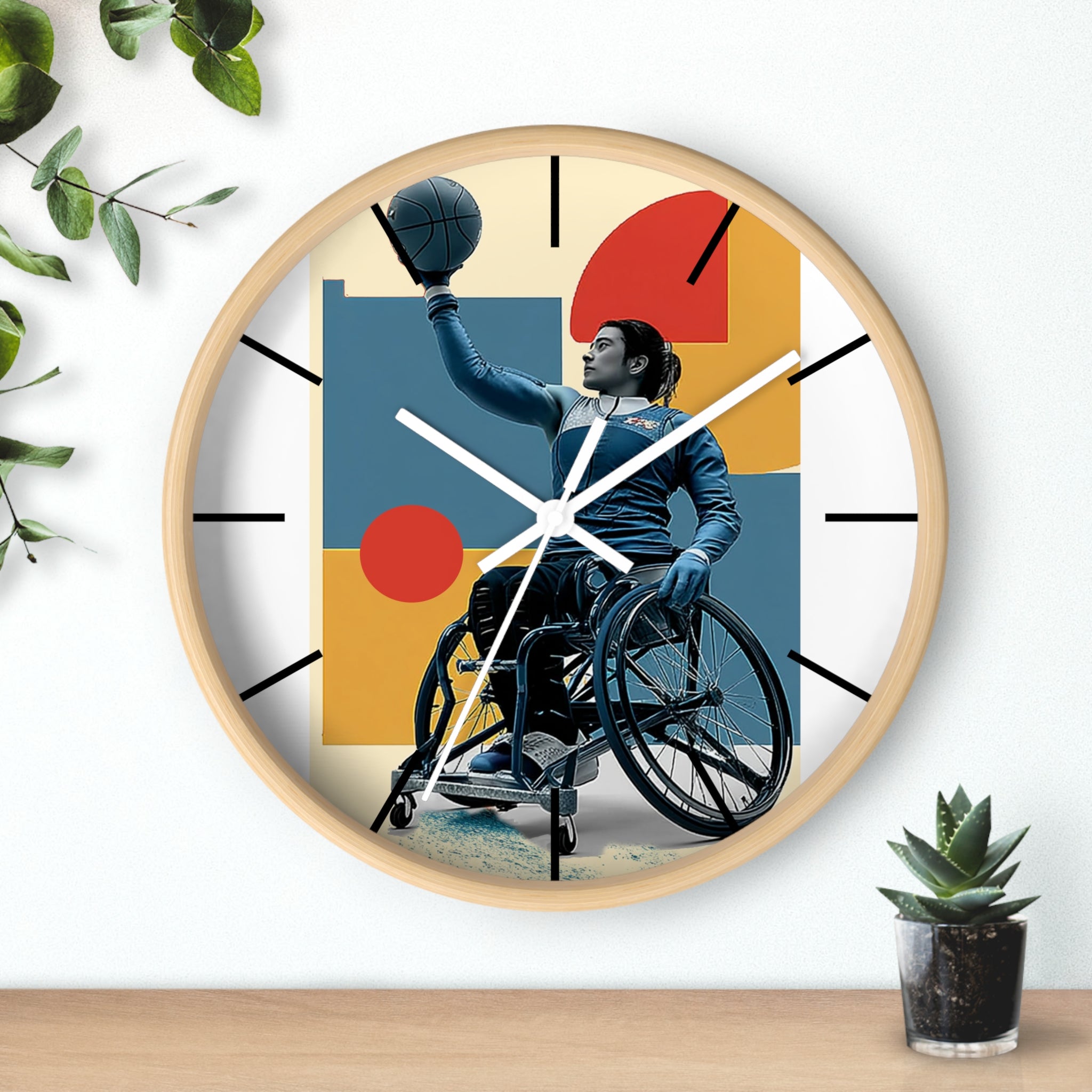 Motivational Sports Basket Wall Clock, Inspirational Decor for Athletes, Fitness Gift, Perfect for Home Gym, Competition, or Office