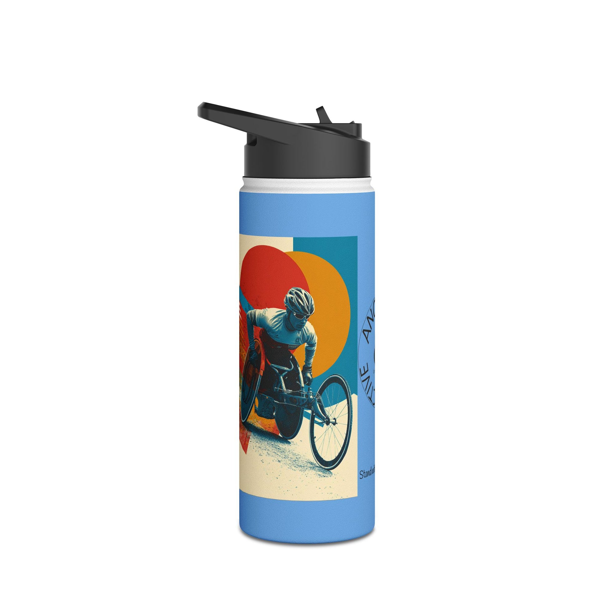 Colorful Stainless Steel Water Bottle – Para-sport Wheelchair Course Design, Eco-Friendly Hydration, Gift Idea for All Athletes, Travel Mug, Fitness Accessory