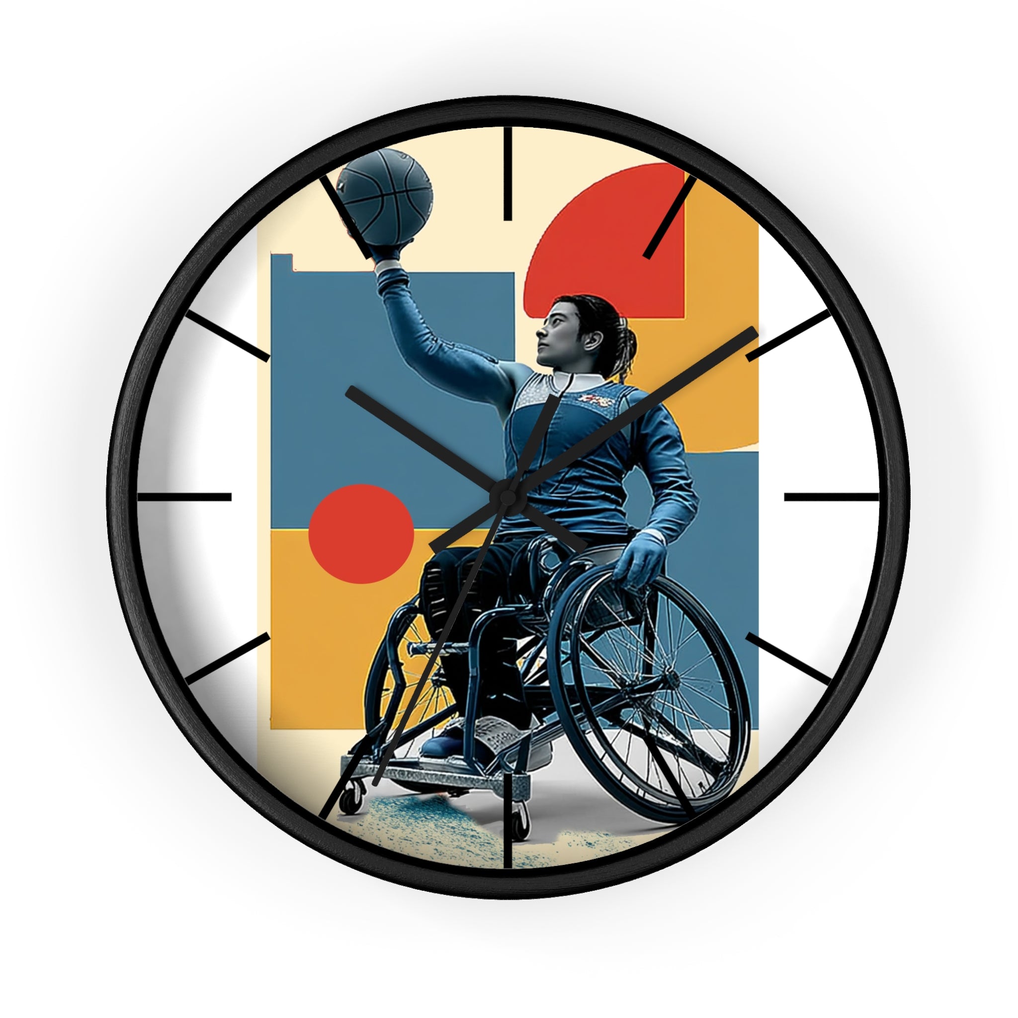Motivational Sports Basket Wall Clock, Inspirational Decor for Athletes, Fitness Gift, Perfect for Home Gym, Competition, or Office