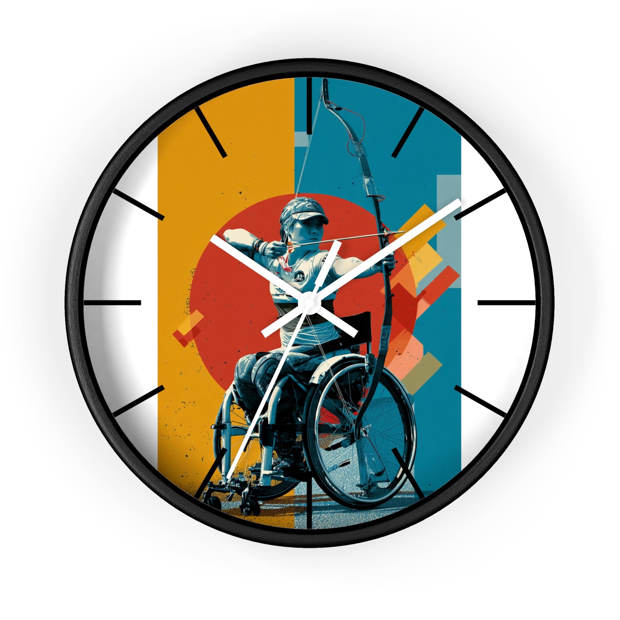 Motivational Sports Archery Wall Clock, Inspirational Decor for Athletes, Fitness Gift, Perfect for Home Gym, Competition, or Office