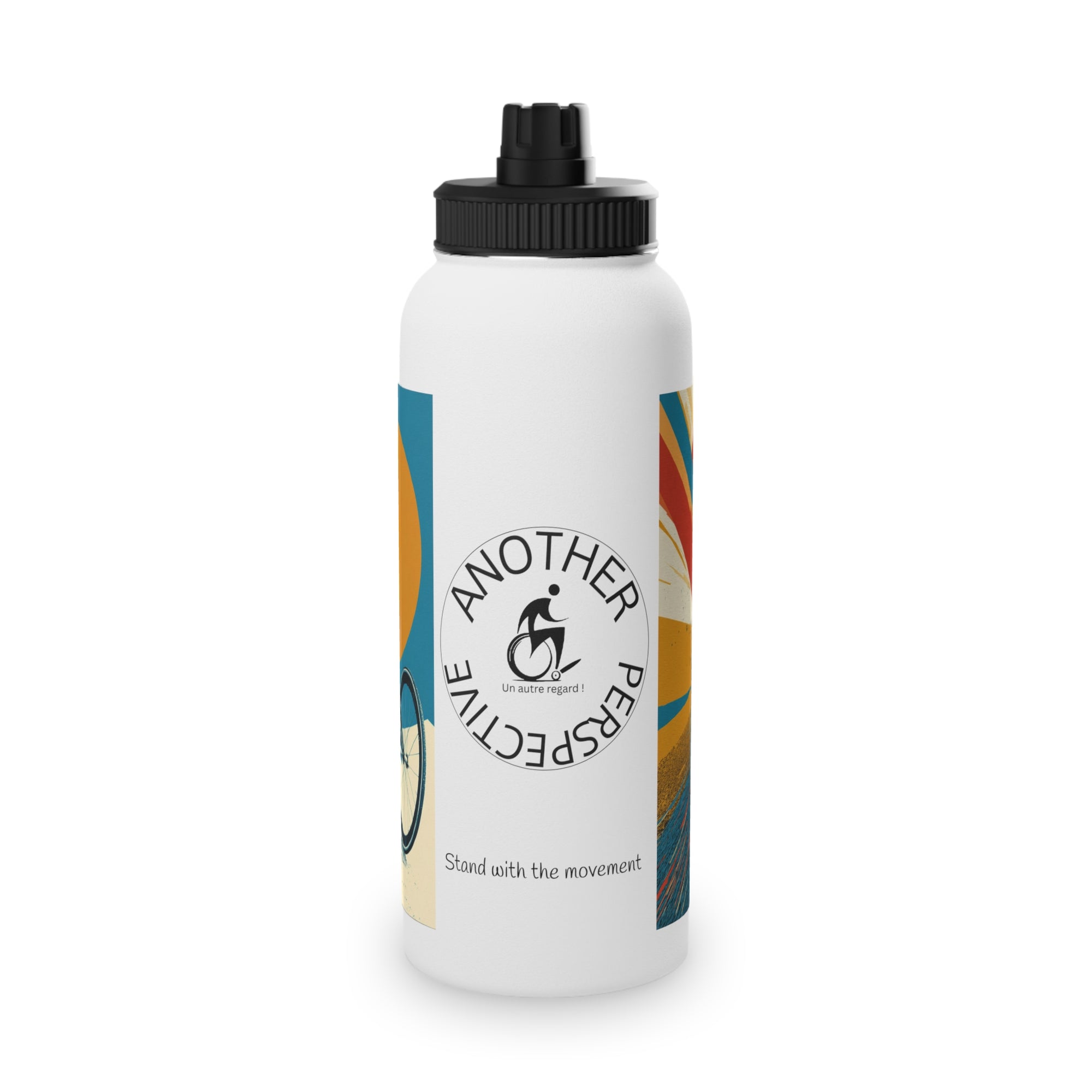 Vibrant Wheelchair Water Bottle , Stainless Steel Sports Bottle, Eco-Friendly Hydration, Outdoor Adventure Gear, Unique Gift for Cyclists