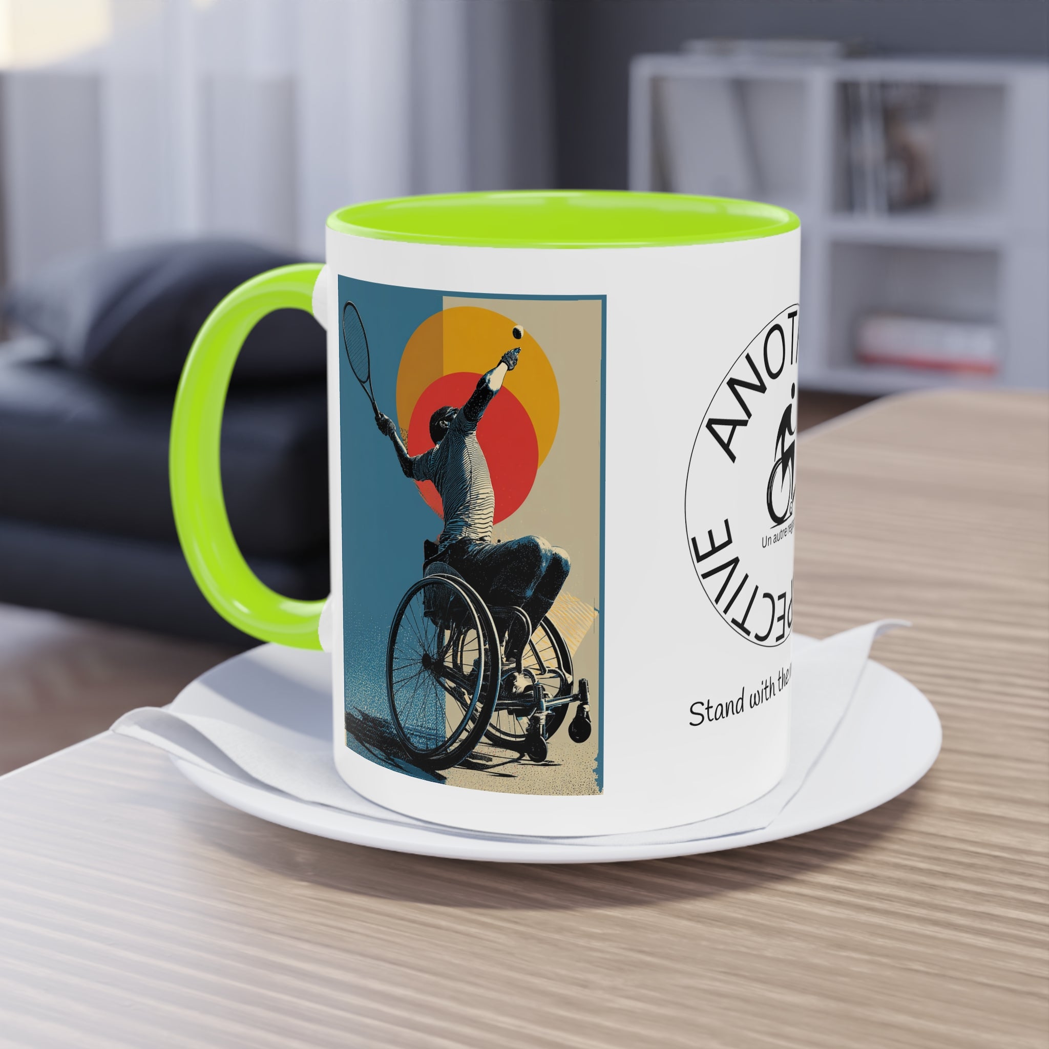 Dynamic Two-Tone Coffee Mug Tennis, Race-inspired Drinkware, Ideal Gift for Athletes, Motivational Morning Caffeine Boost, Sports Lover Cup