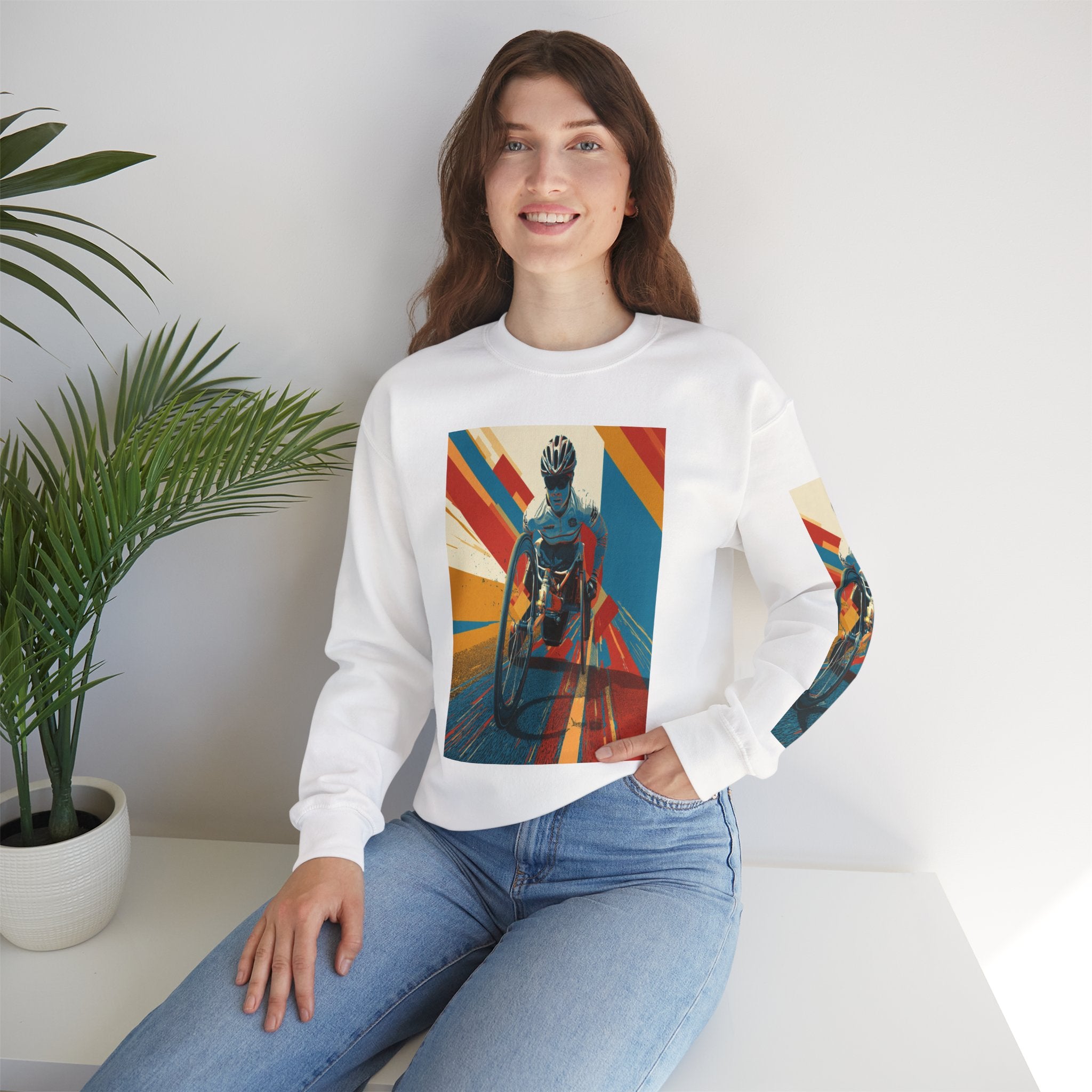 Inclusive WheelChair Course Sports Themed Sweatshirt for Empowerment, Unisex Heavy Blend Crewneck, Inspirational Gift for Activists