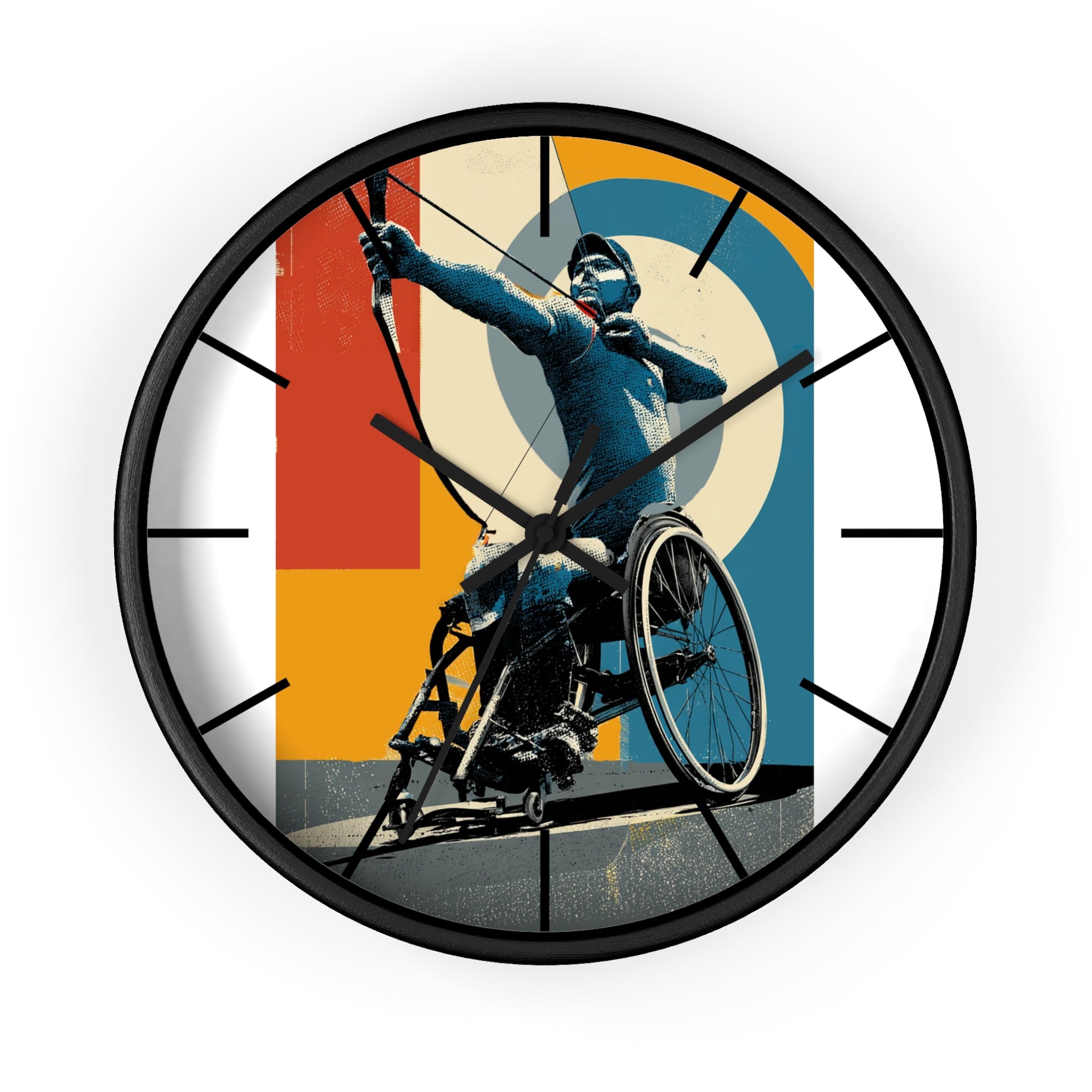 Motivational Sports Archery Wall Clock, Inspirational Decor for Athletes, Fitness Gift, Perfect for Home Gym, Competition, or Office