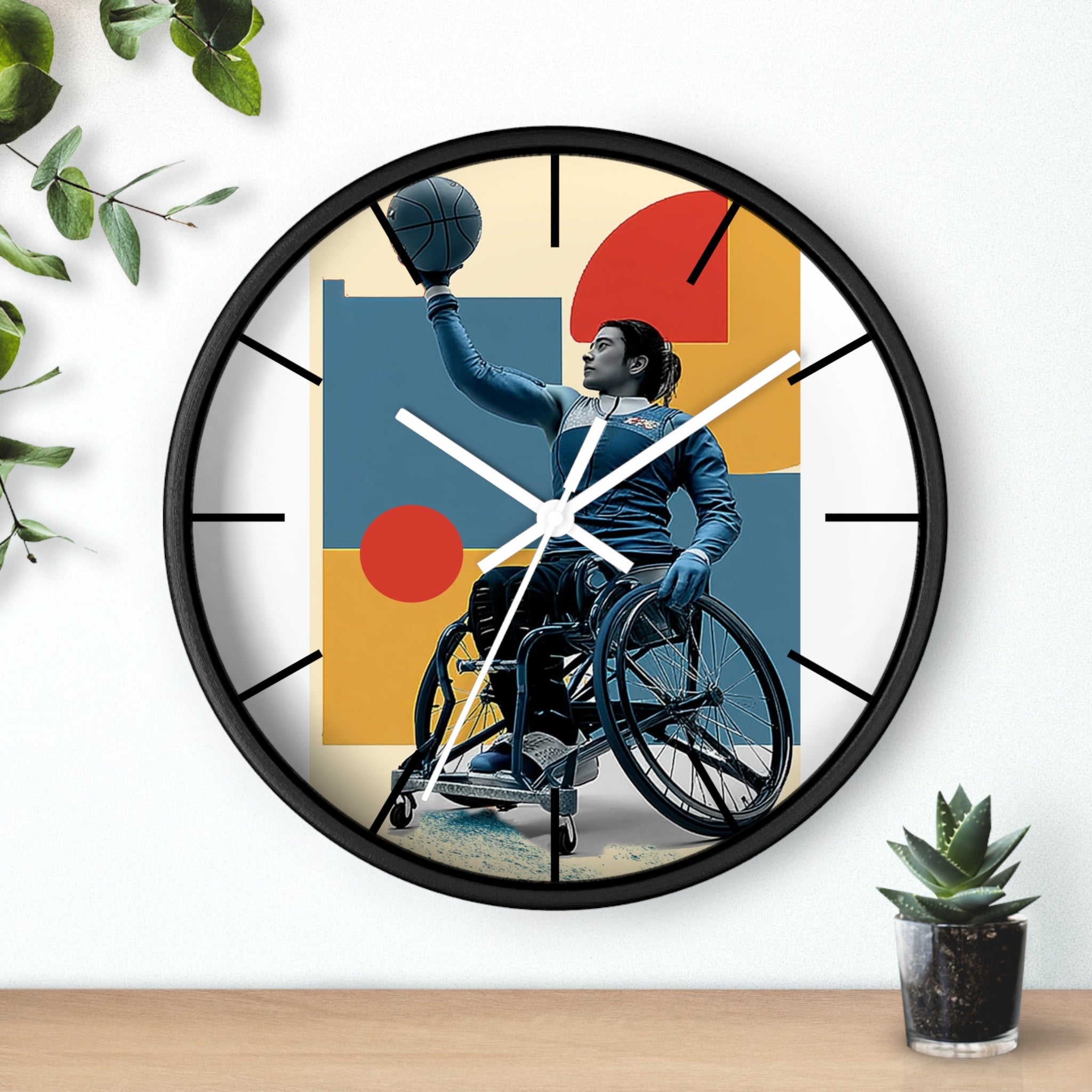 Motivational Sports Basket Wall Clock, Inspirational Decor for Athletes, Fitness Gift, Perfect for Home Gym, Competition, or Office