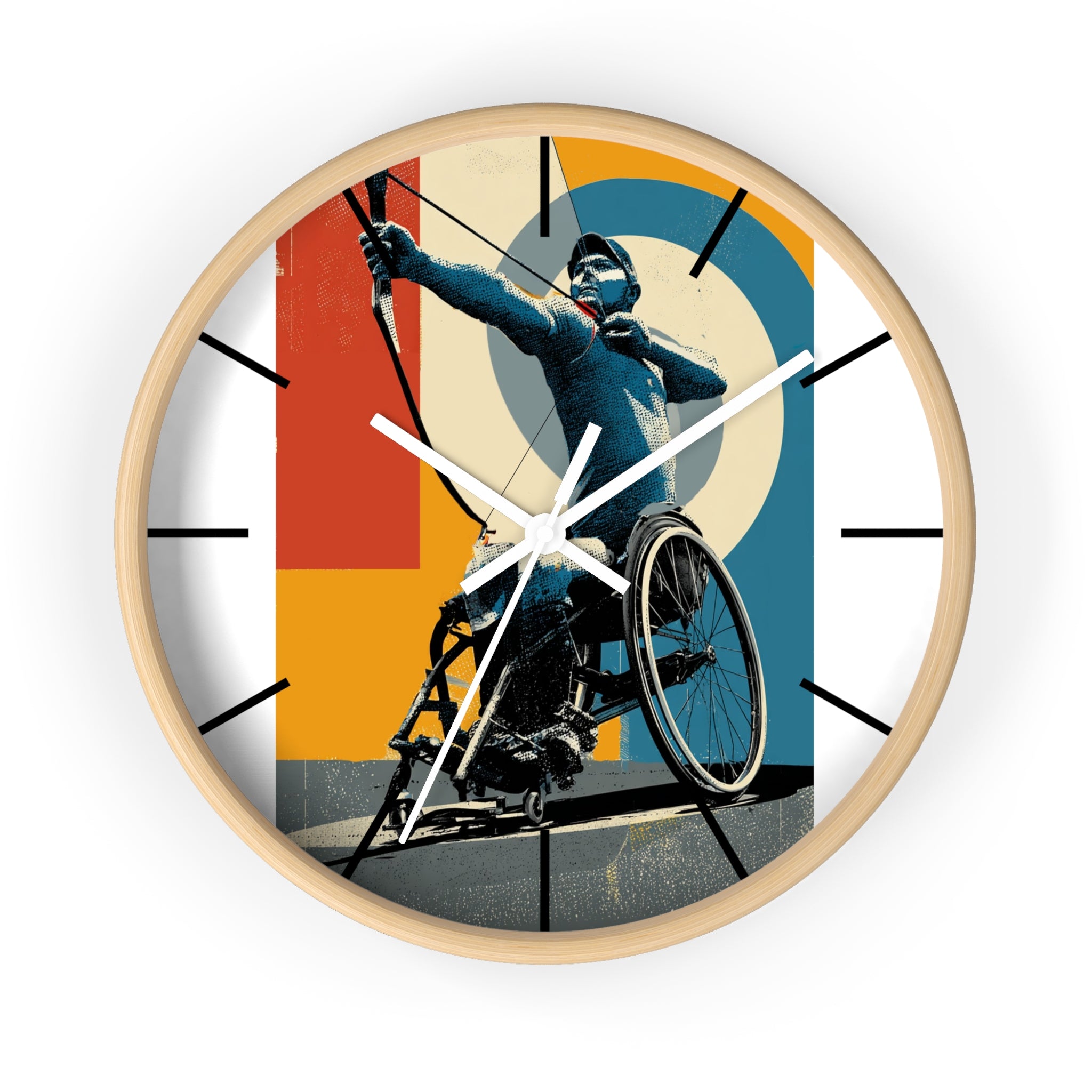 Motivational Sports Archery Wall Clock, Inspirational Decor for Athletes, Fitness Gift, Perfect for Home Gym, Competition, or Office
