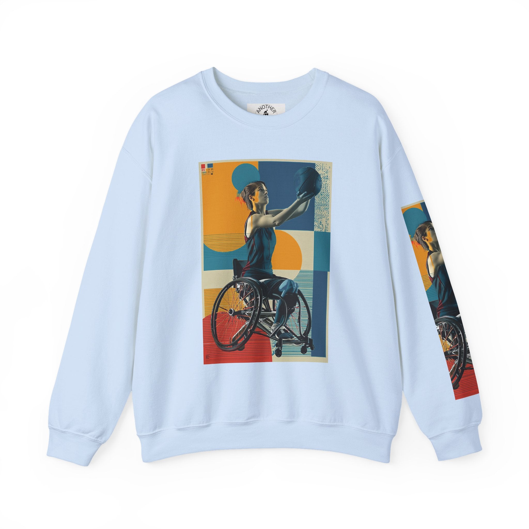 Inclusive WheelChair Basket Sports Themed Sweatshirt for Empowerment, Unisex Heavy Blend Crewneck, Inspirational Gift for Activists