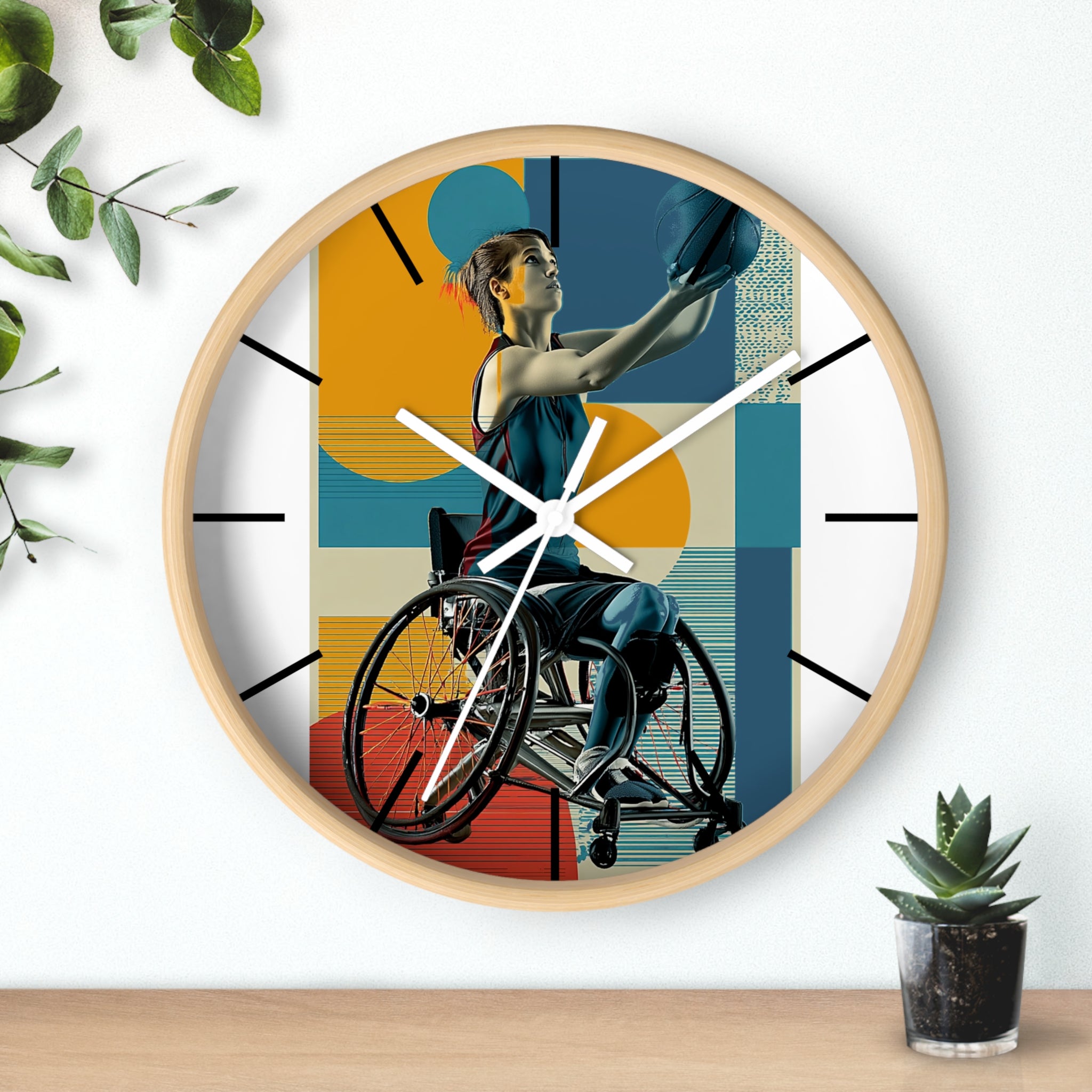 Motivational Sports Basket Wall Clock, Inspirational Decor for Athletes, Fitness Gift, Perfect for Home Gym, Competition, or Office