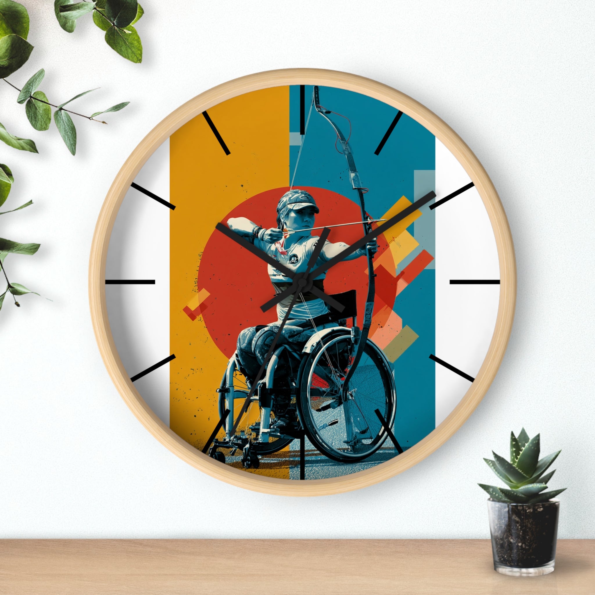 Motivational Sports Archery Wall Clock, Inspirational Decor for Athletes, Fitness Gift, Perfect for Home Gym, Competition, or Office