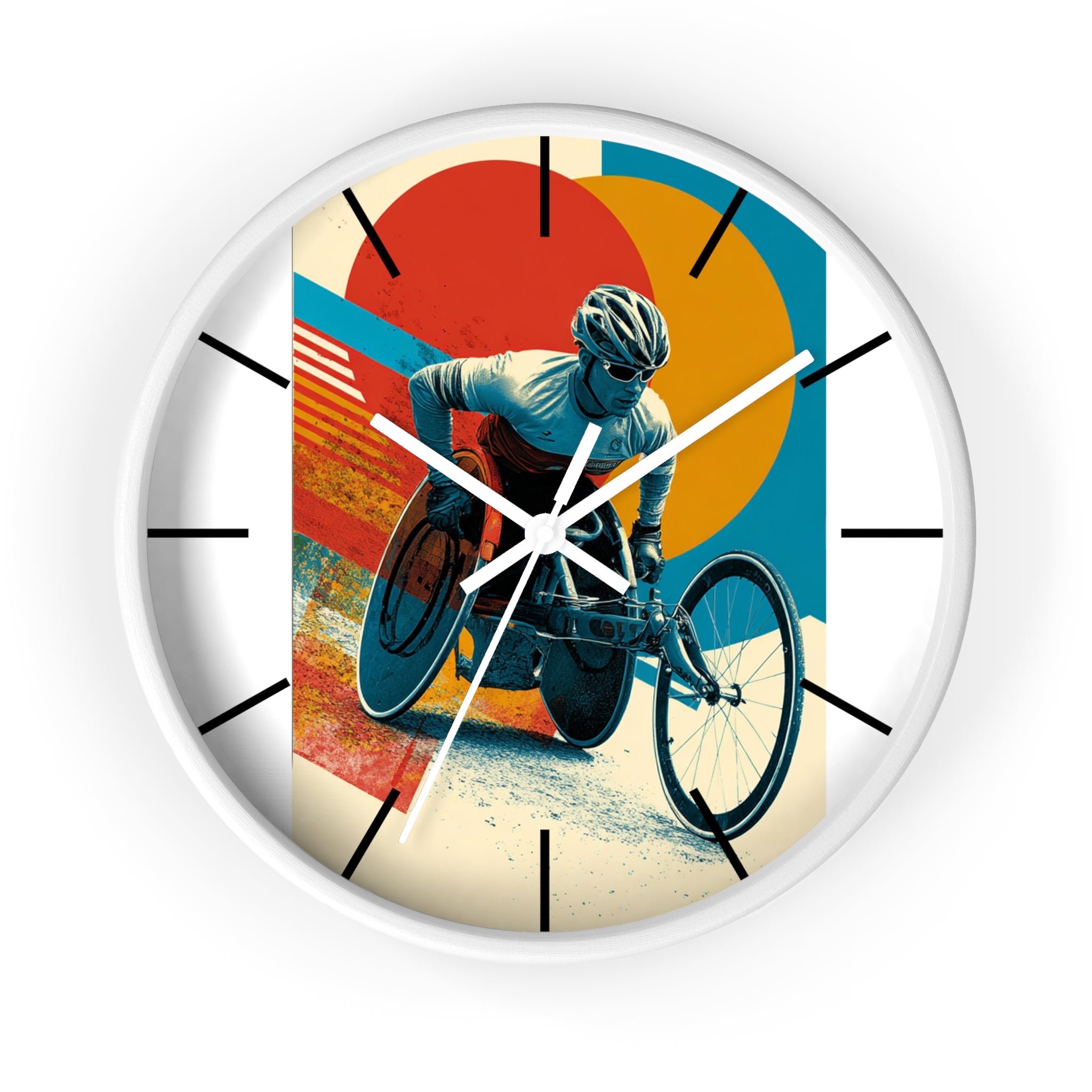 Motivational Wheelchair Sports Wall Clock, Inspirational Decor for Athletes, Fitness Gift, Perfect for Home Gym, Competition, or Office