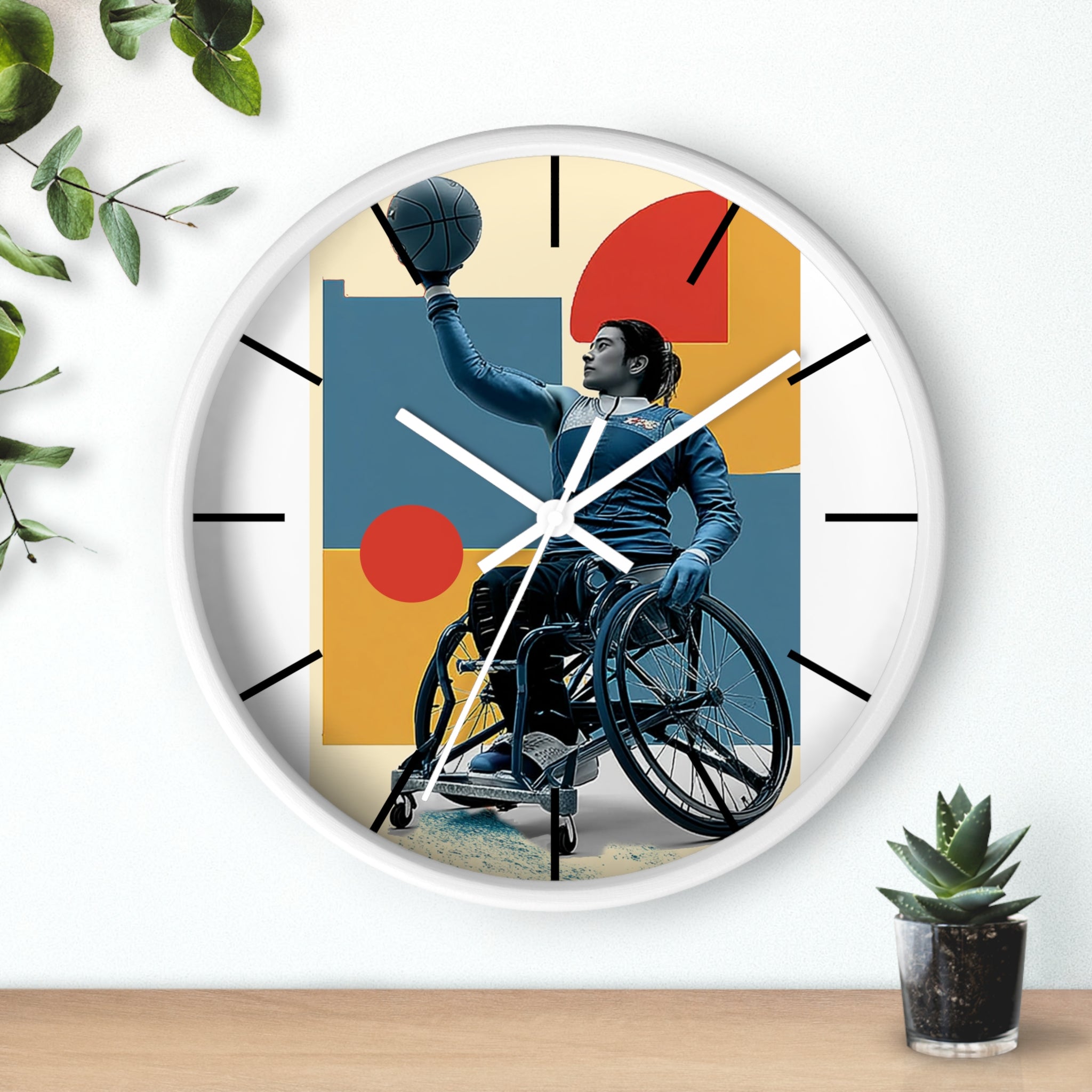 Motivational Sports Basket Wall Clock, Inspirational Decor for Athletes, Fitness Gift, Perfect for Home Gym, Competition, or Office