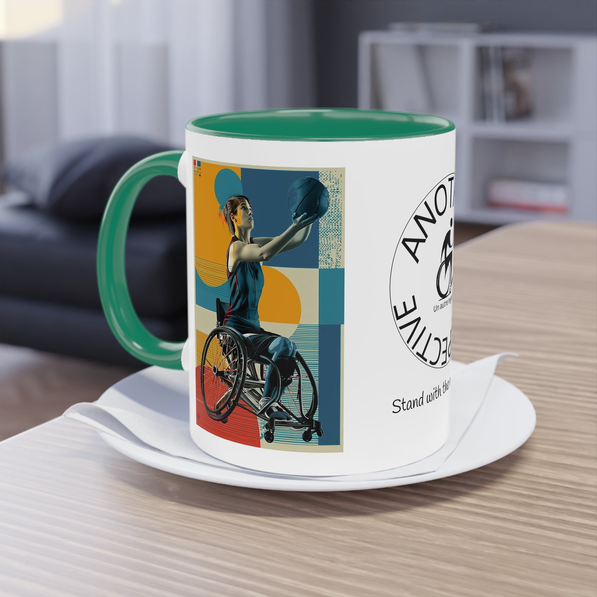 Dynamic Two-Tone Coffee Mug Basket,  Ideal Gift for Athletes, Motivational Morning Caffeine Boost, Sports Lover Cup