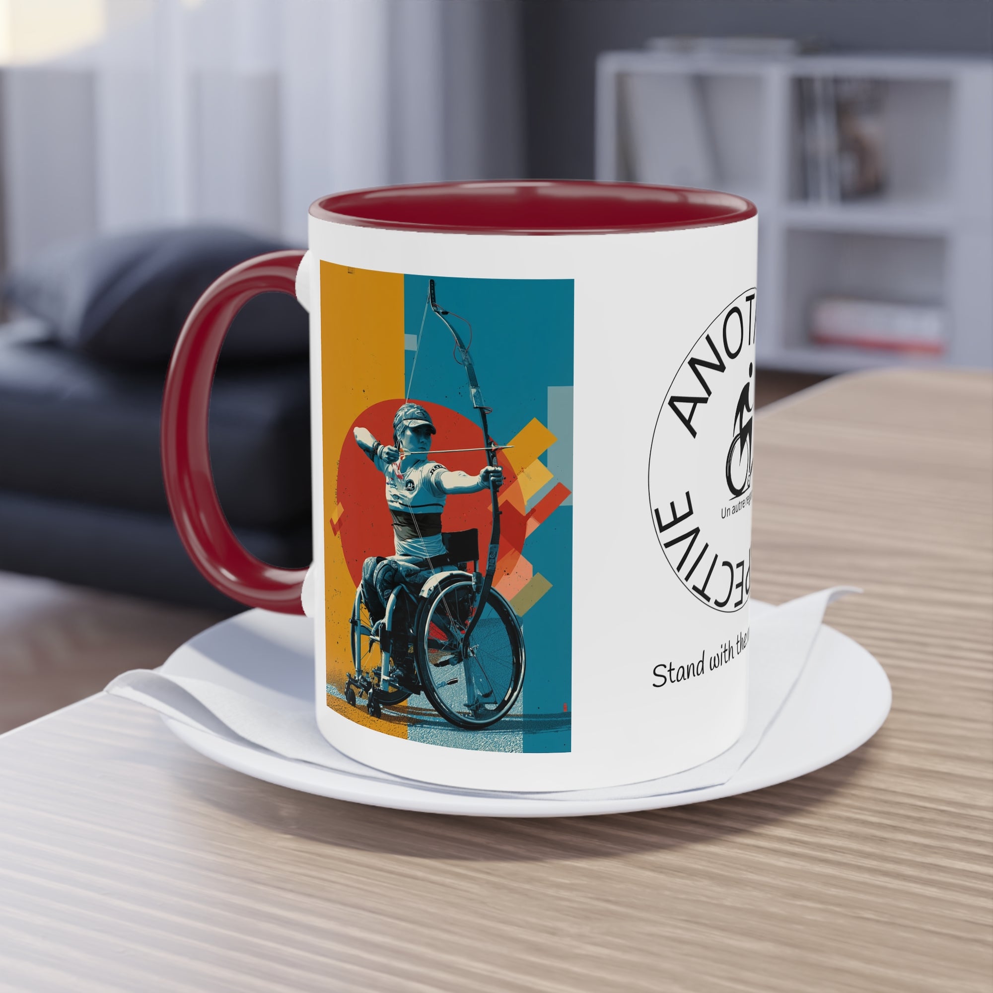 Dynamic Two-Tone Coffee Mug Archery,  Ideal Gift for Athletes, Motivational Morning Caffeine Boost, Sports Lover Cup