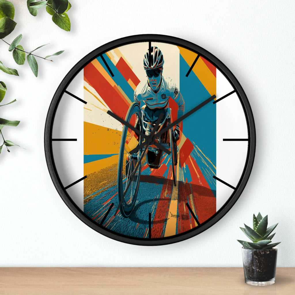 Motivational Sports Wheelchair Wall Clock, Inspirational Decor for Athletes, Fitness Gift, Perfect for Home Gym, Competition, or Office