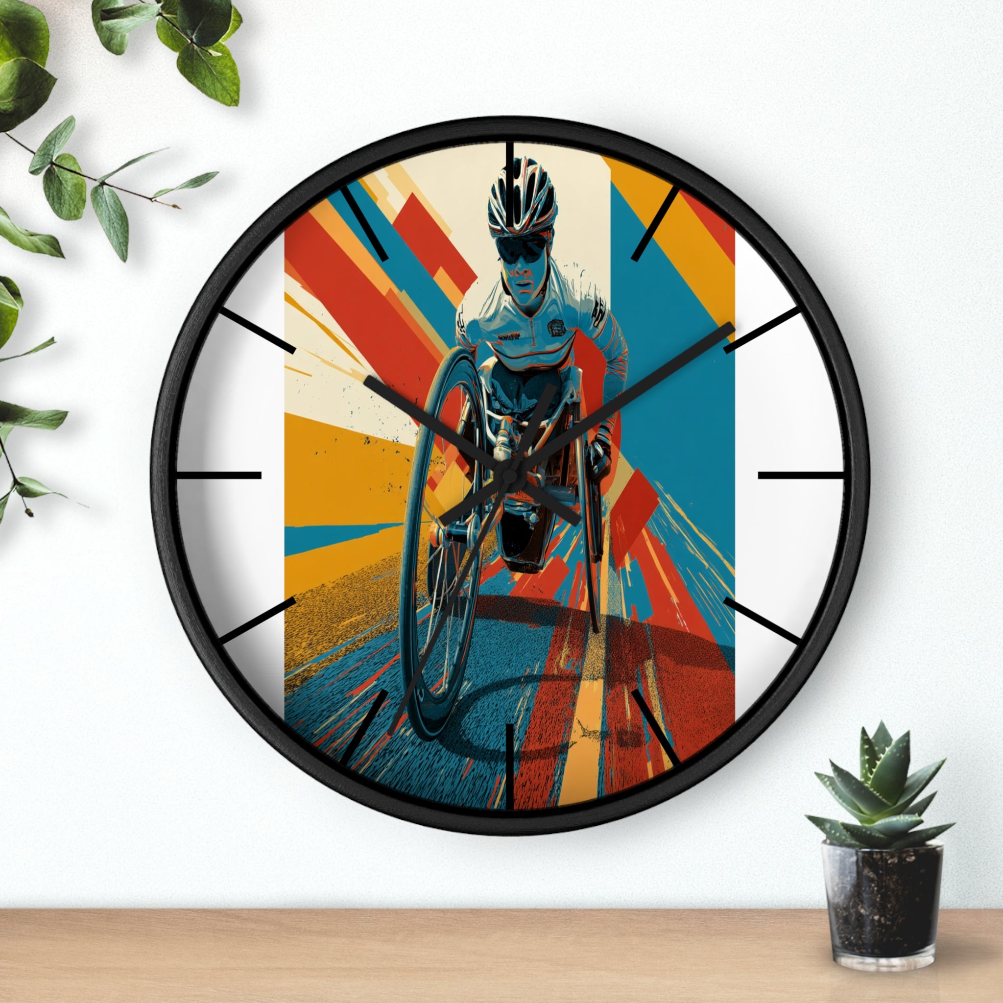 Motivational Sports Wheelchair Wall Clock, Inspirational Decor for Athletes, Fitness Gift, Perfect for Home Gym, Competition, or Office