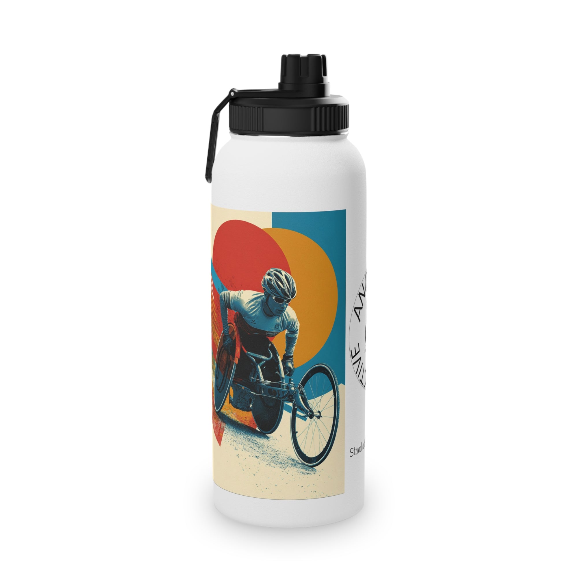Vibrant Wheelchair Water Bottle , Stainless Steel Sports Bottle, Eco-Friendly Hydration, Outdoor Adventure Gear, Unique Gift for Cyclists