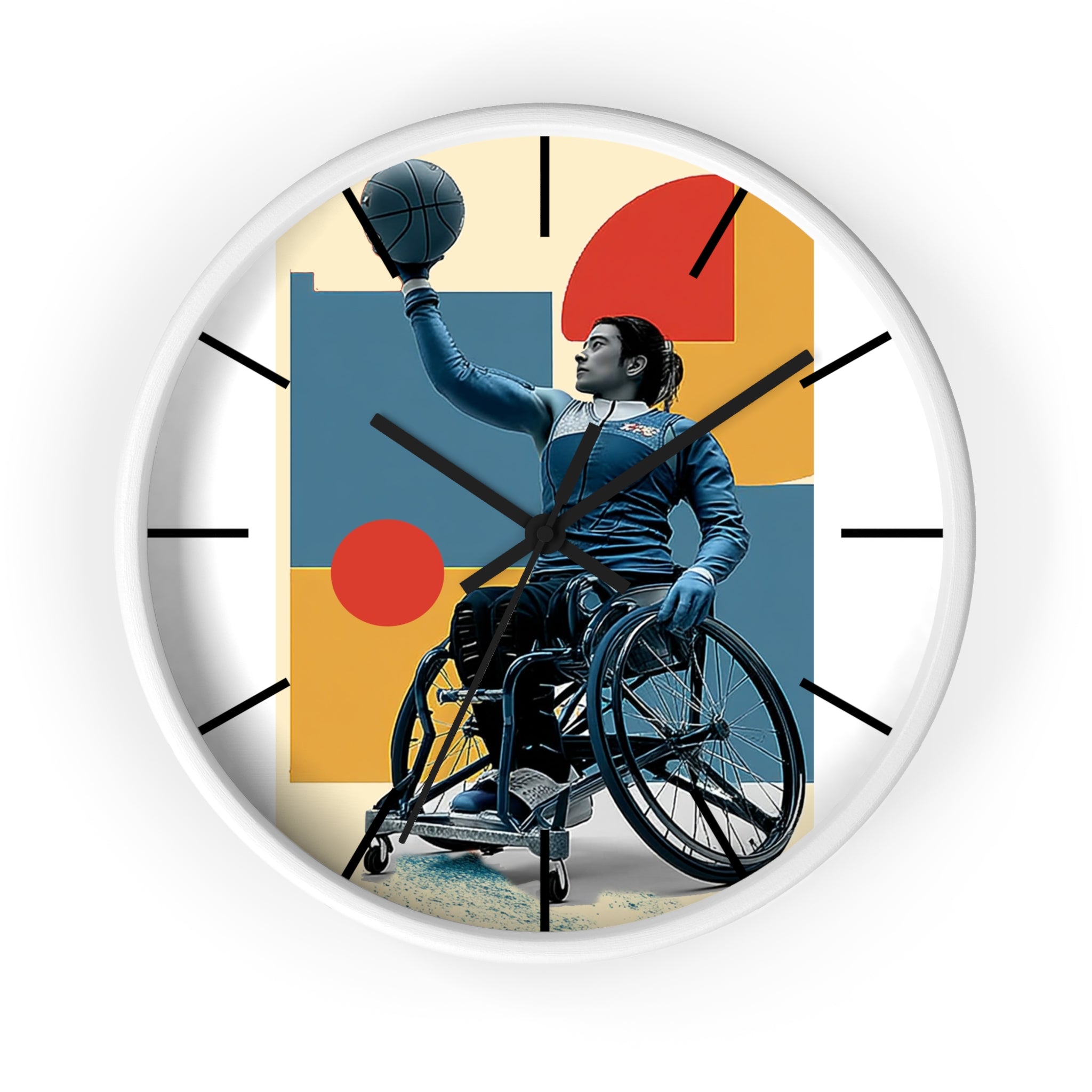 Motivational Sports Basket Wall Clock, Inspirational Decor for Athletes, Fitness Gift, Perfect for Home Gym, Competition, or Office