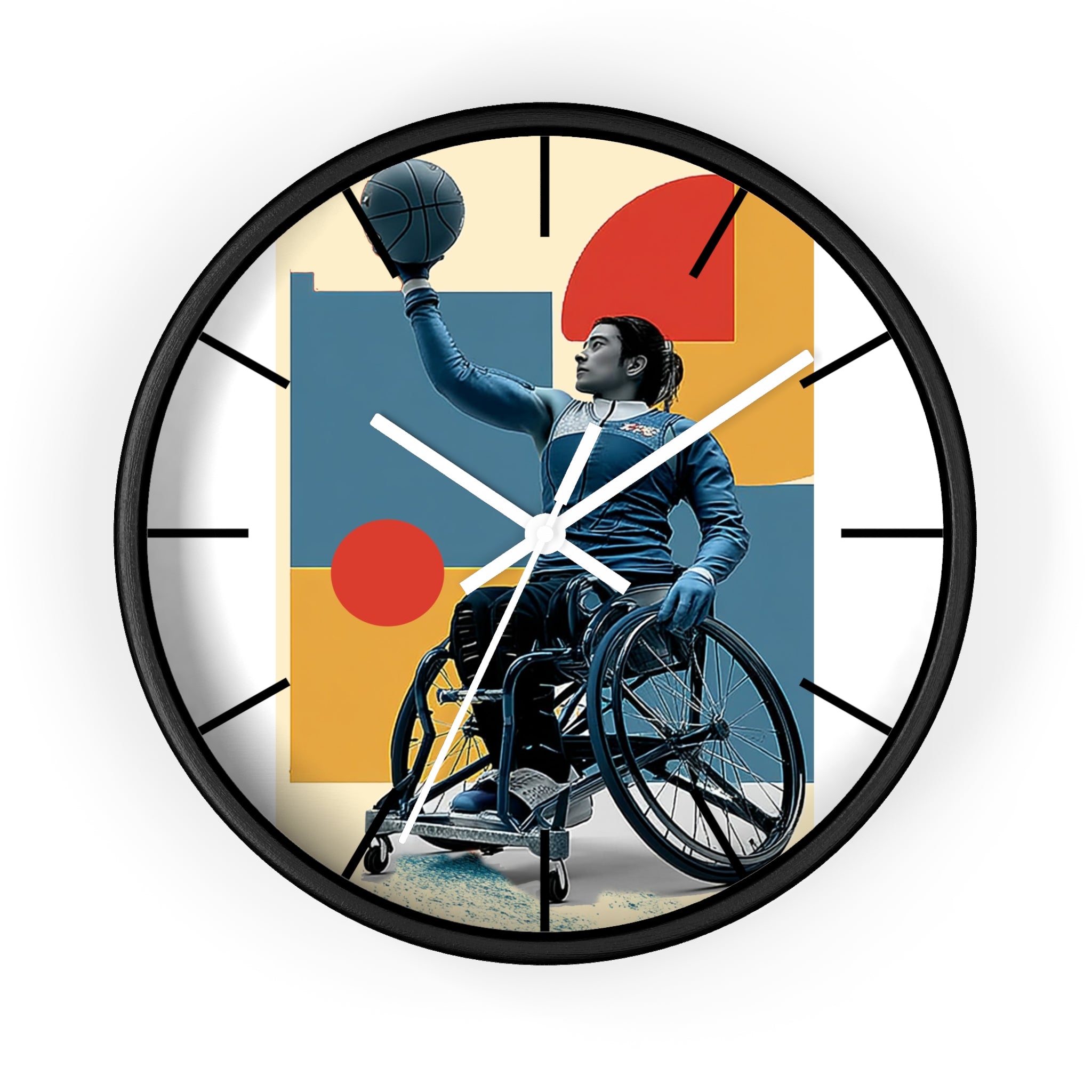 Motivational Sports Basket Wall Clock, Inspirational Decor for Athletes, Fitness Gift, Perfect for Home Gym, Competition, or Office