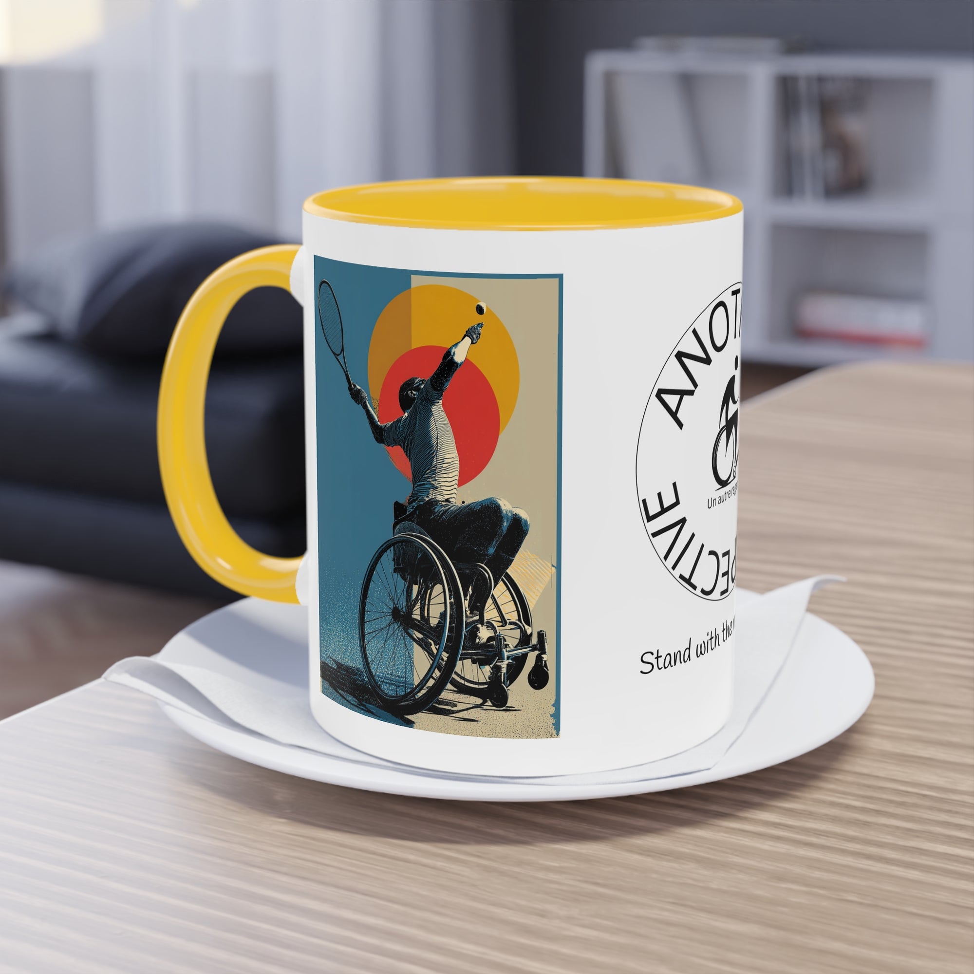 Dynamic Two-Tone Coffee Mug Tennis, Race-inspired Drinkware, Ideal Gift for Athletes, Motivational Morning Caffeine Boost, Sports Lover Cup
