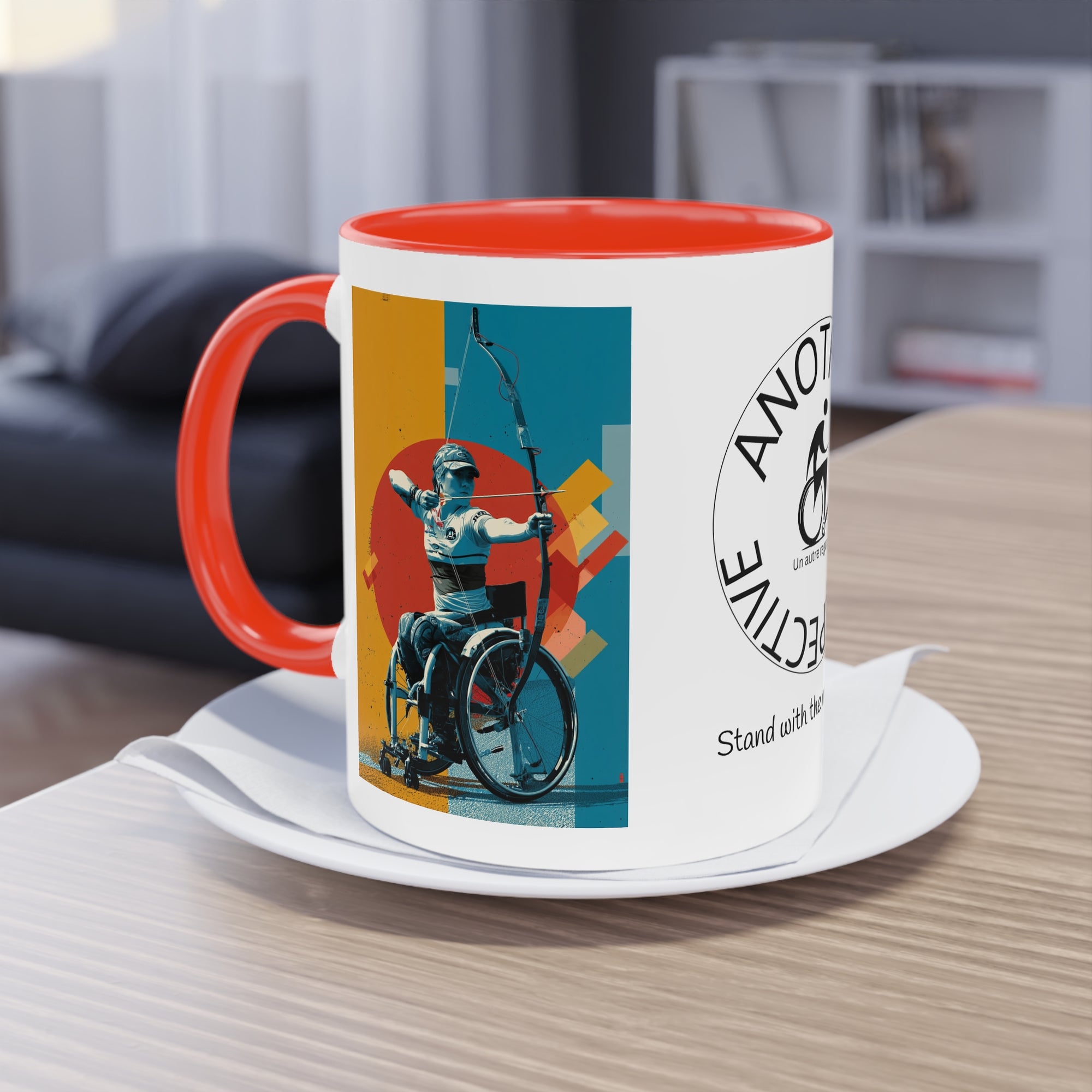 Dynamic Two-Tone Coffee Mug Archery,  Ideal Gift for Athletes, Motivational Morning Caffeine Boost, Sports Lover Cup