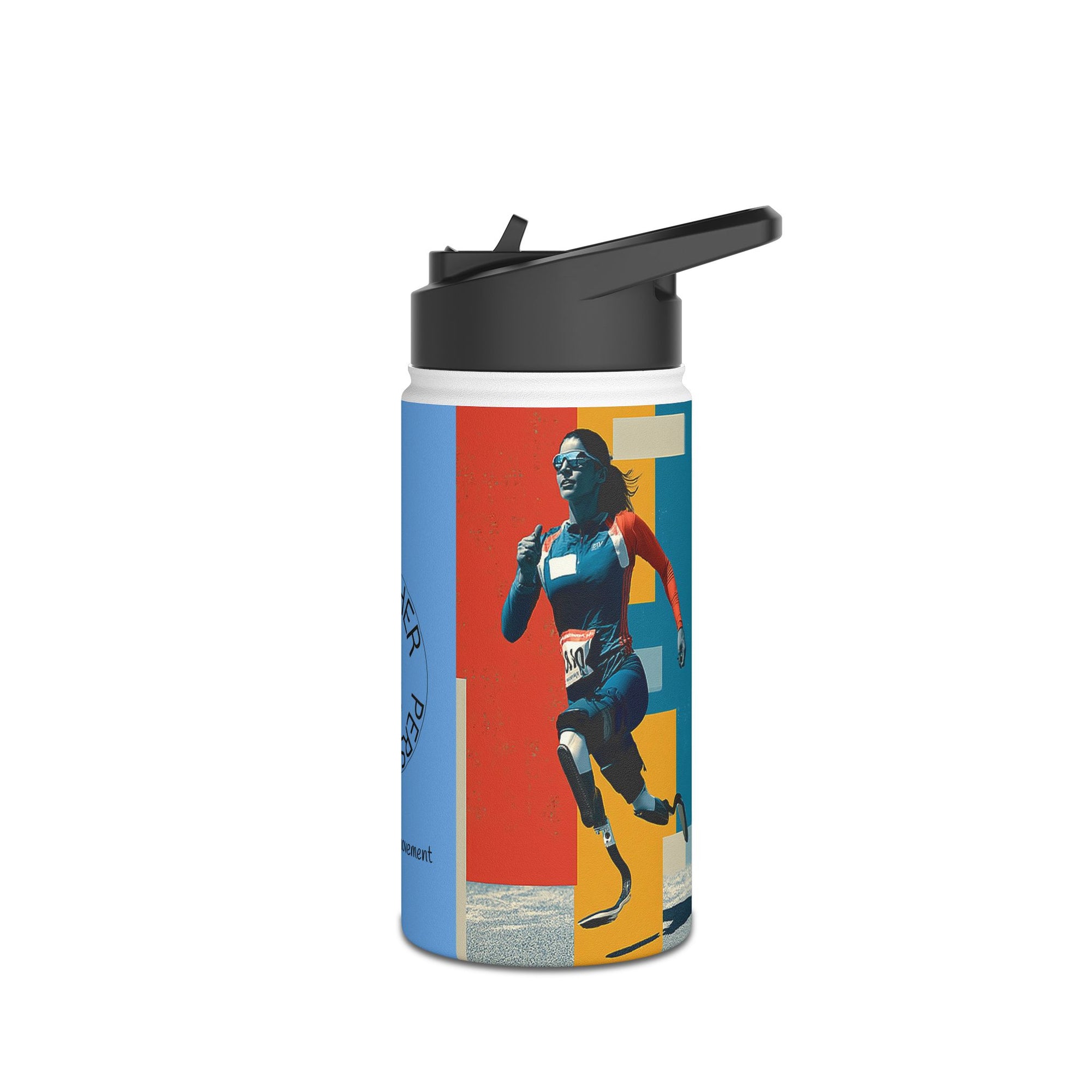 Colorful Stainless Steel Water Bottle – Para-sport Course Design, Eco-Friendly Hydration, Gift Idea for All Athletes, Travel Mug, Fitness Accessory