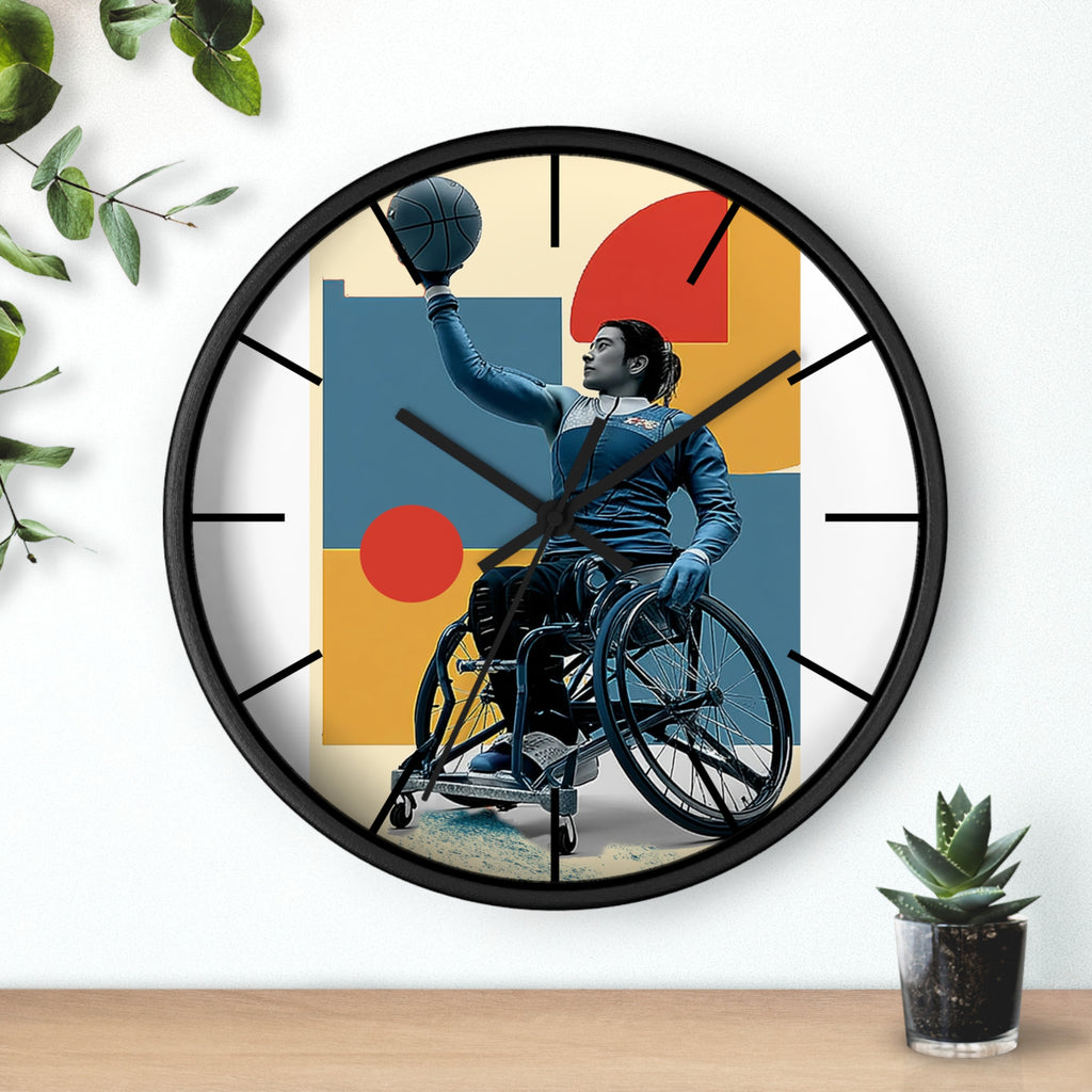 Motivational Sports Basket Wall Clock, Inspirational Decor for Athletes, Fitness Gift, Perfect for Home Gym, Competition, or Office