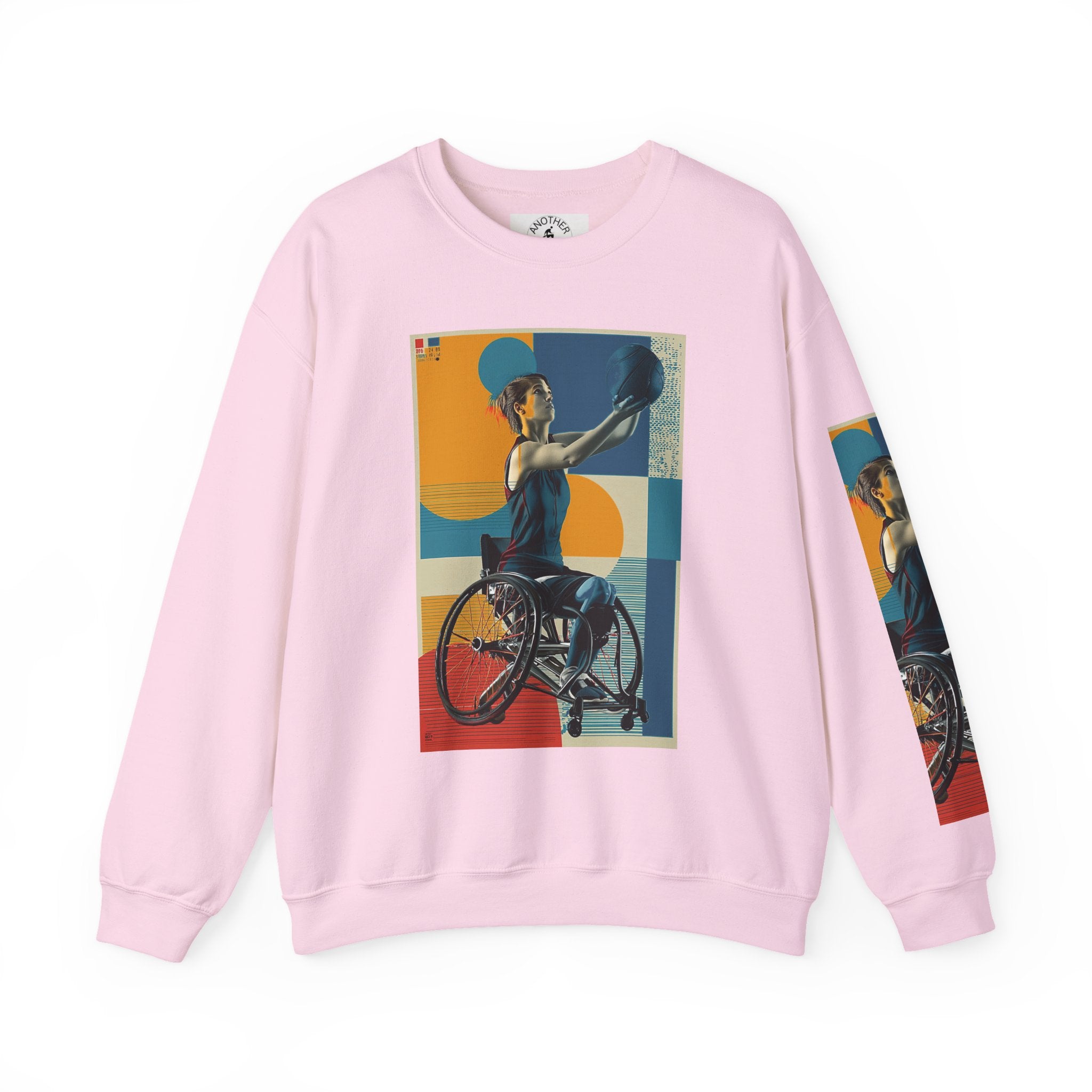 Inclusive WheelChair Basket Sports Themed Sweatshirt for Empowerment, Unisex Heavy Blend Crewneck, Inspirational Gift for Activists