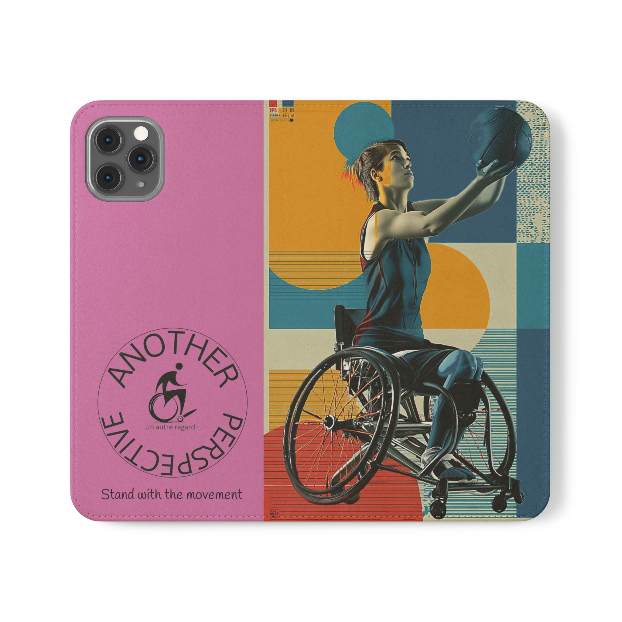 Sporty Flip Case for Wheelchair Basket Athletes, Phone Cover, Active Lifestyle Accessory, Gift for Sports Lovers, Personalized Case