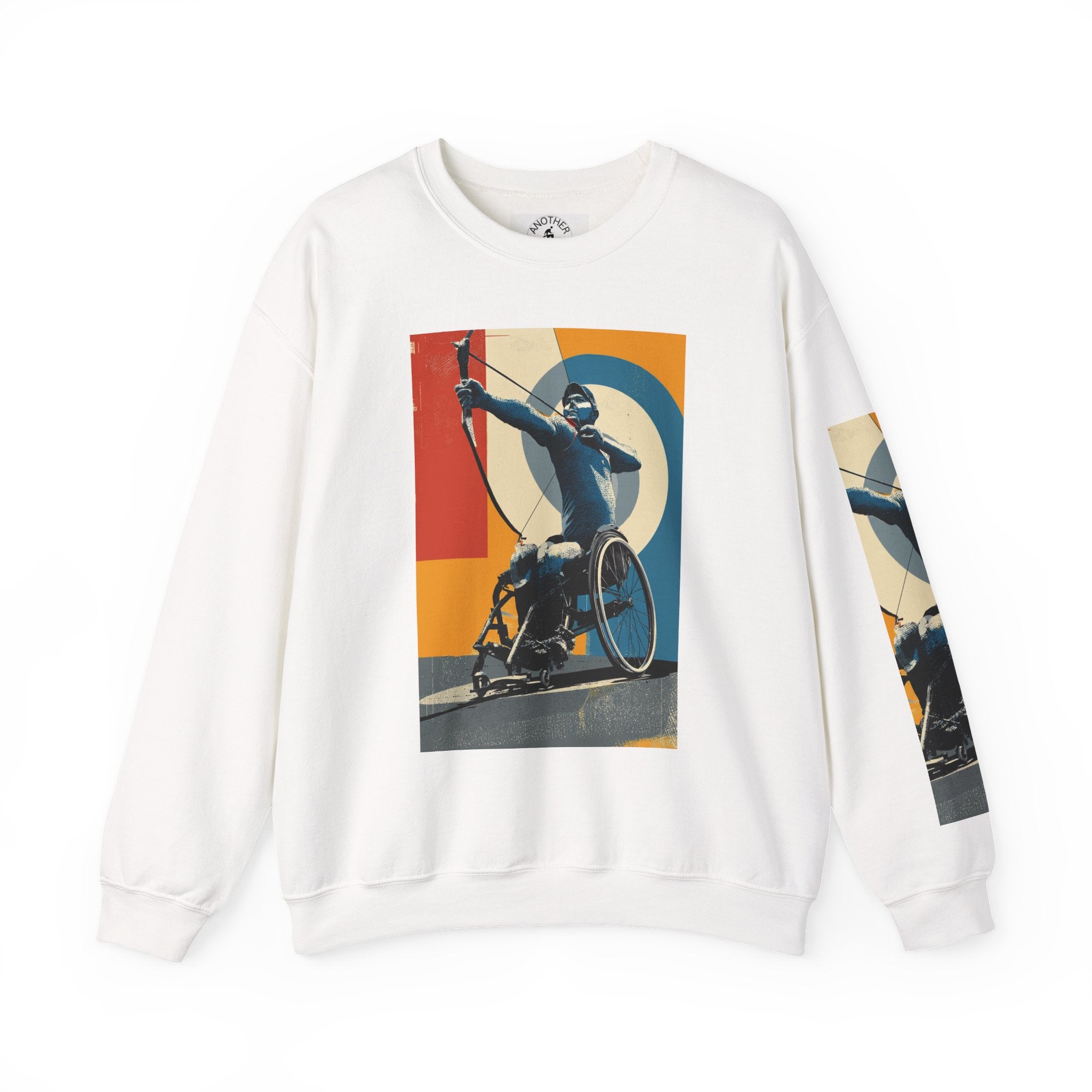 Inclusive WheelChair Archery Sports Themed Sweatshirt for Empowerment, Unisex Heavy Blend Crewneck, Inspirational Gift for Activists