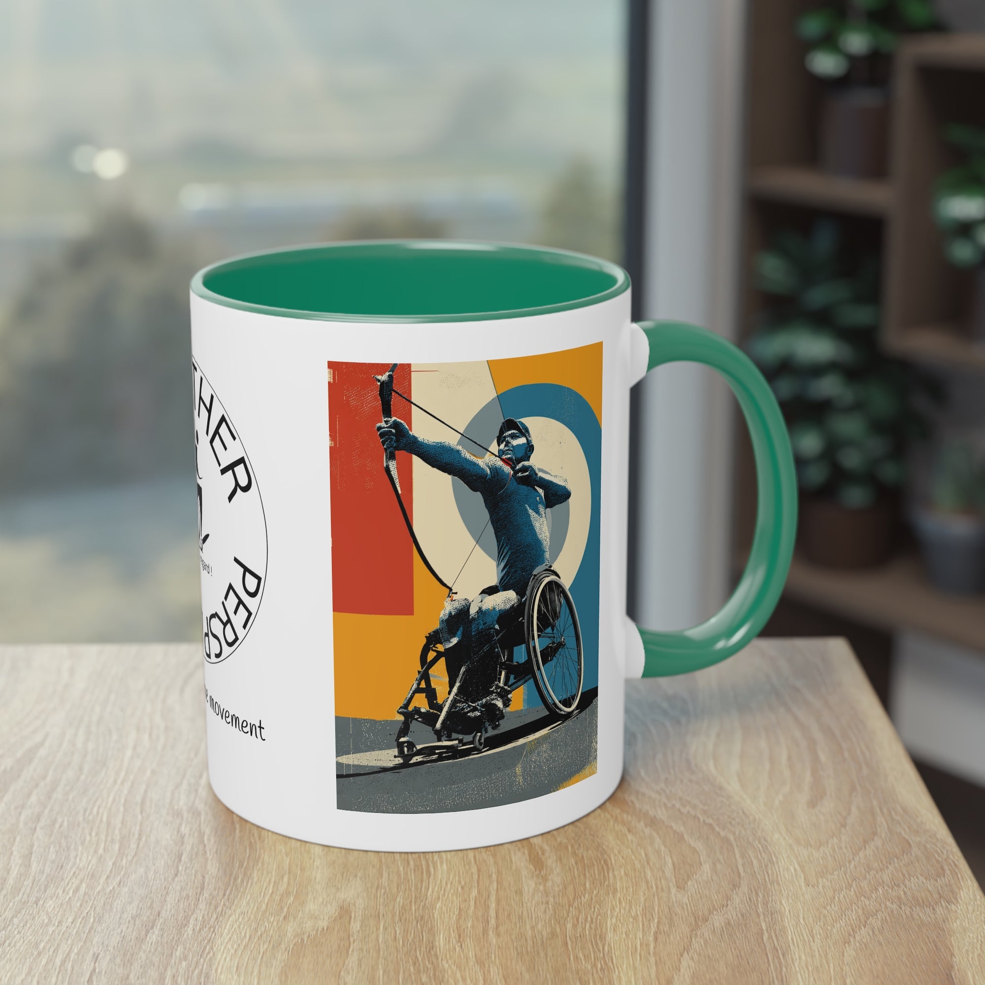 Dynamic Two-Tone Coffee Mug Archery,  Ideal Gift for Athletes, Motivational Morning Caffeine Boost, Sports Lover Cup