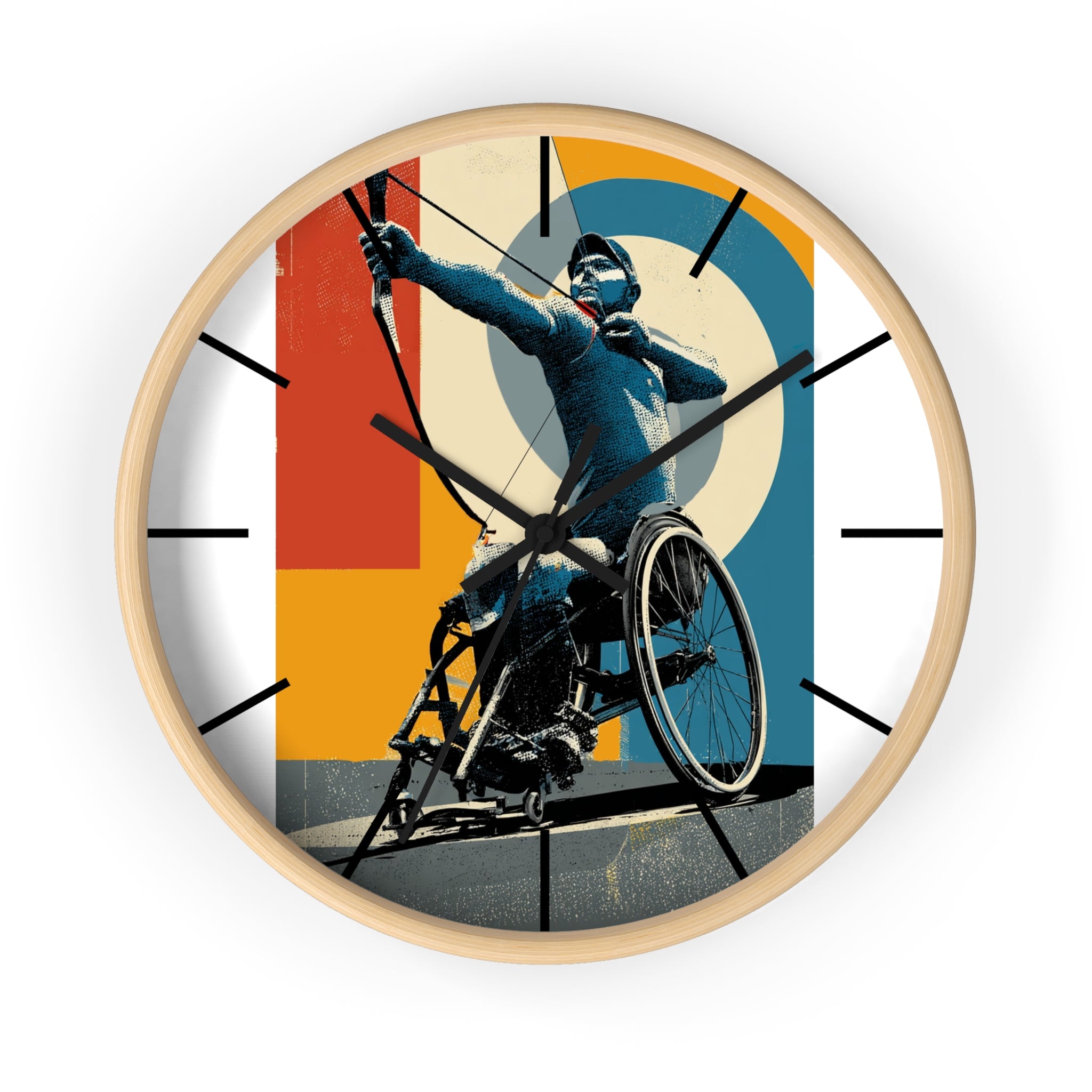 Motivational Sports Archery Wall Clock, Inspirational Decor for Athletes, Fitness Gift, Perfect for Home Gym, Competition, or Office