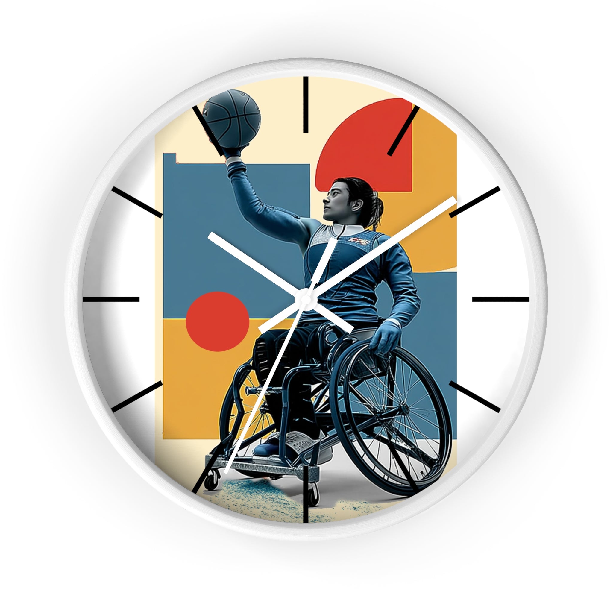 Motivational Sports Basket Wall Clock, Inspirational Decor for Athletes, Fitness Gift, Perfect for Home Gym, Competition, or Office